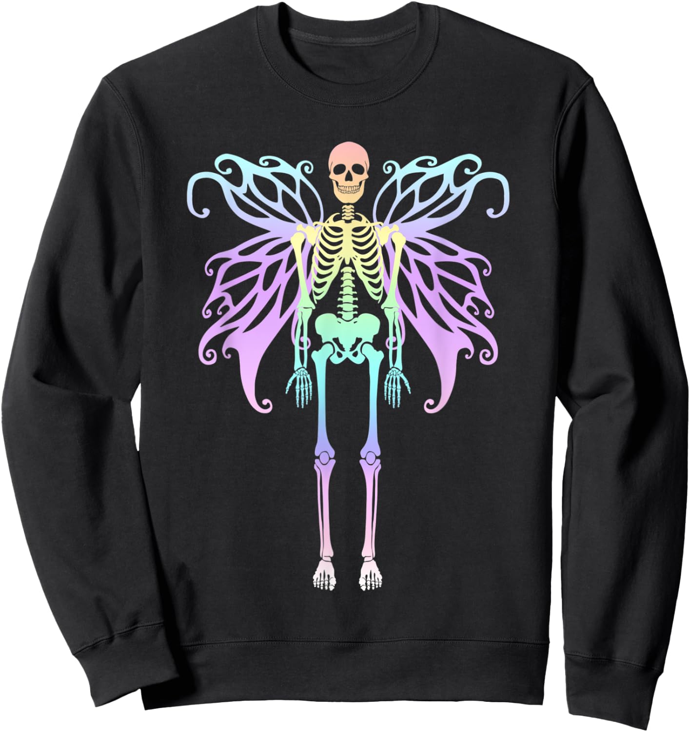 Skeleton Fairy Fairycore Aesthetic Pastel Goth Fairywave Sweatshirt - Sweatshirt | Black