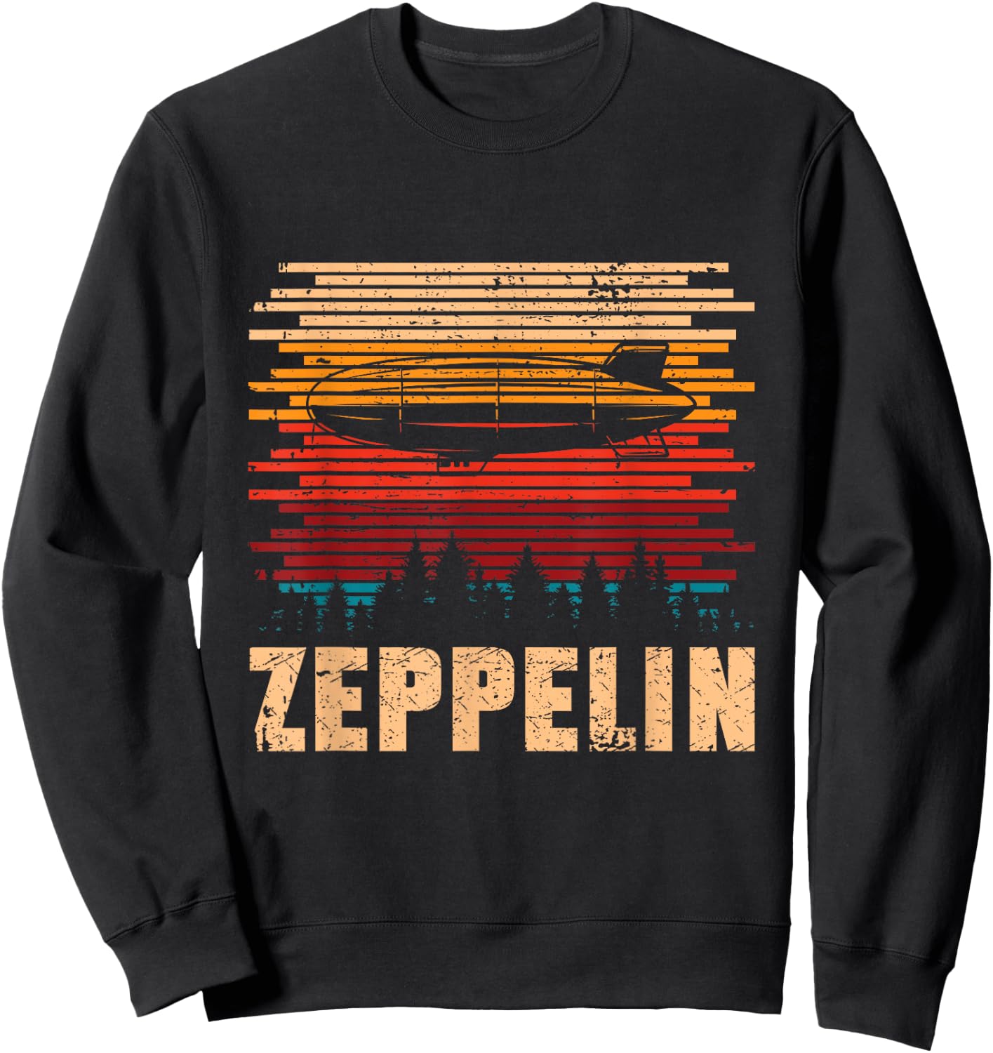 Retro Zeppelin 70s 80s Dirigible Airship Zepelin Zepplin Sweatshirt - Sweatshirt | Black