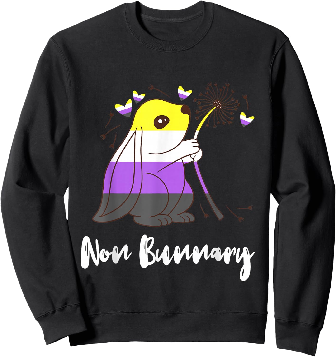 Cute Bunny Heart Nonbinary Flag Nonbinary Pride Non Binary Sweatshirt - Sweatshirt | Black