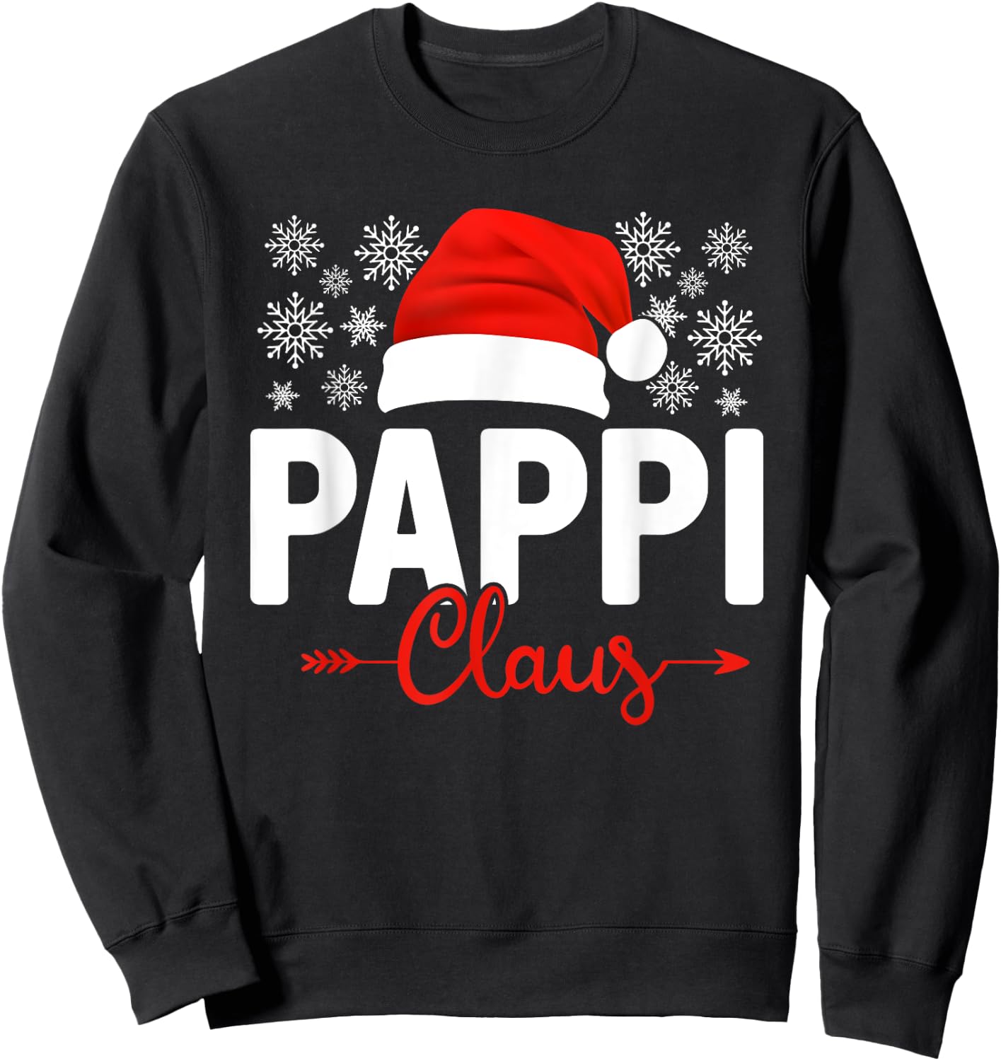 Pappi Claus Xmas Light Funny Santa Hat Christmas Ugly Sweatshirt - Sweatshirt | Black