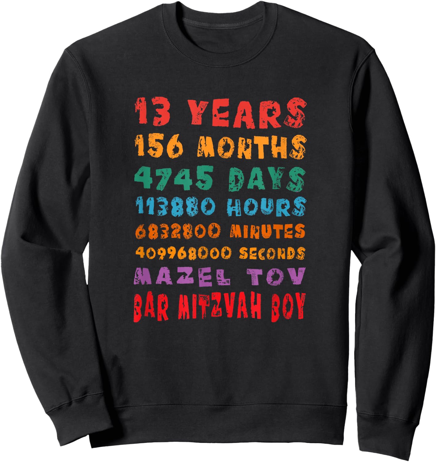 13-Year-Old 13th Birthday Bar Mitzvah Boy Mazel Tov Jewish Sweatshirt - Sweatshirt | Black