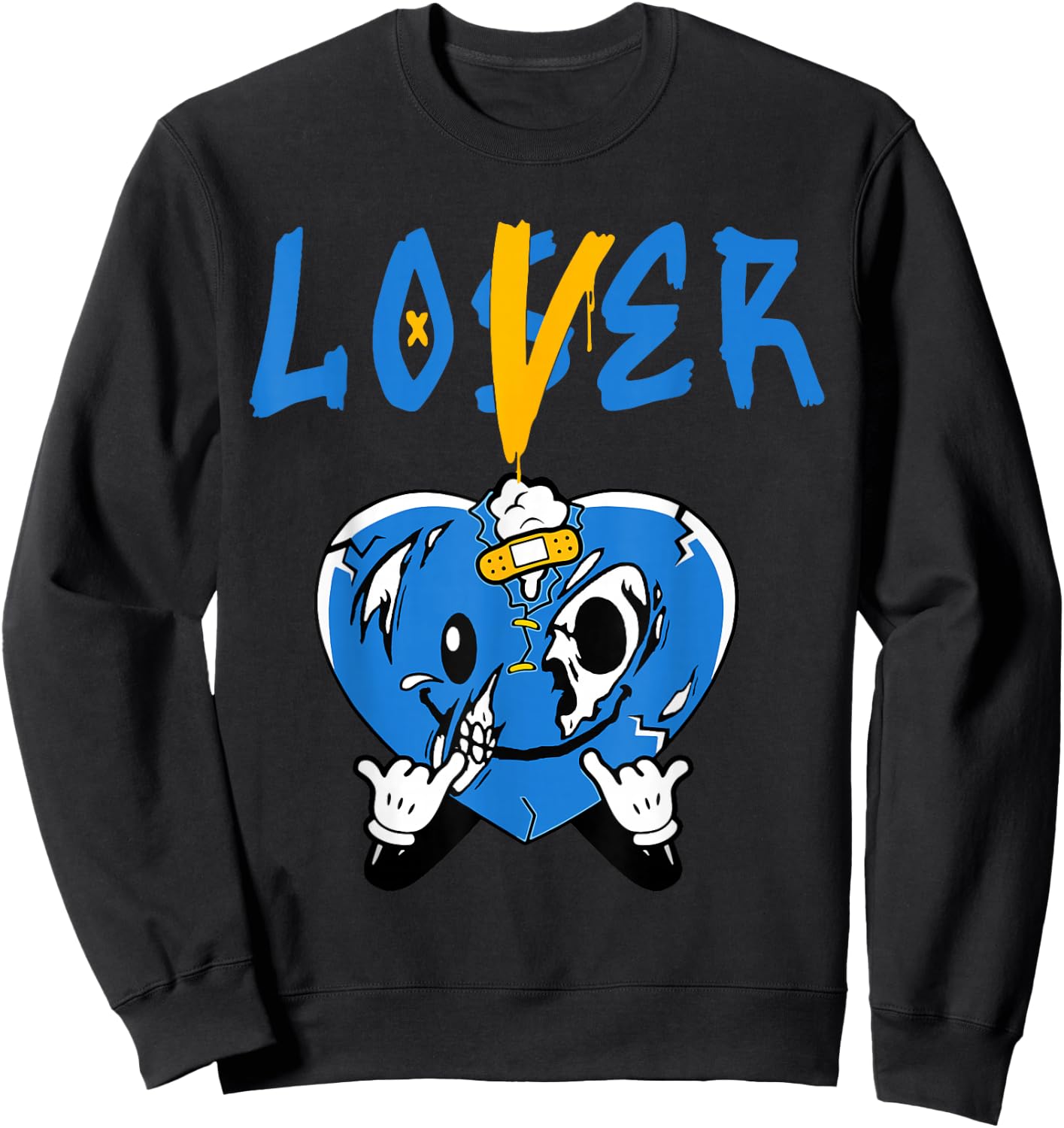 Racer Blue Loser Lover Heart Drip Suffering Racer Blue Sweatshirt - Sweatshirt | Black