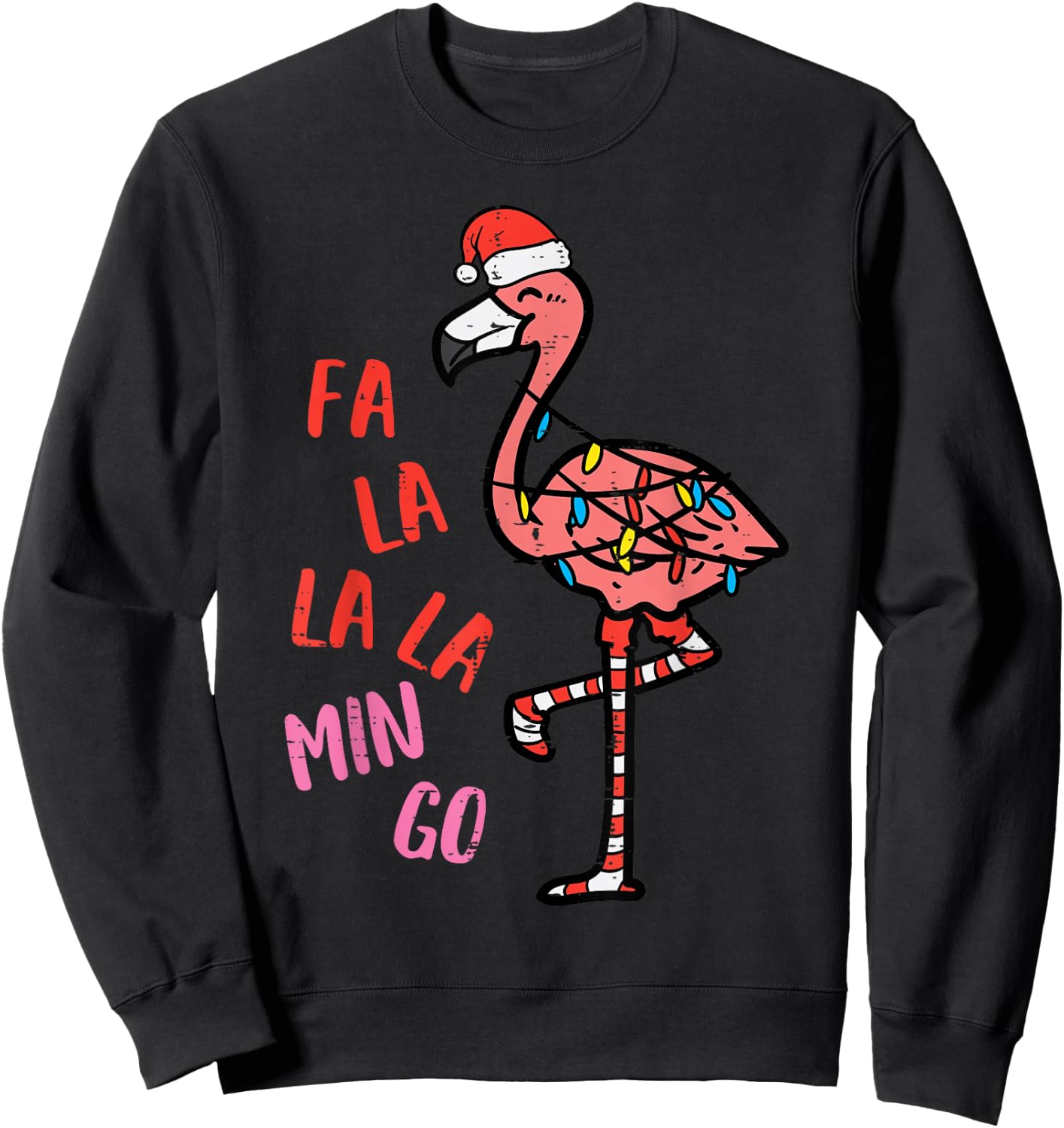 Christmas Fa La La Mingo Flamingo Xmas Women Girls Kids Men Sweatshirt - Sweatshirt | Black
