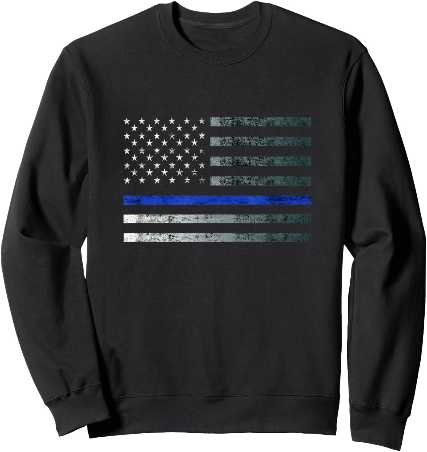 Thin Blue Line Police Officer Law Heroic Flag American Flag Sweatshirt - Sweatshirt | Black