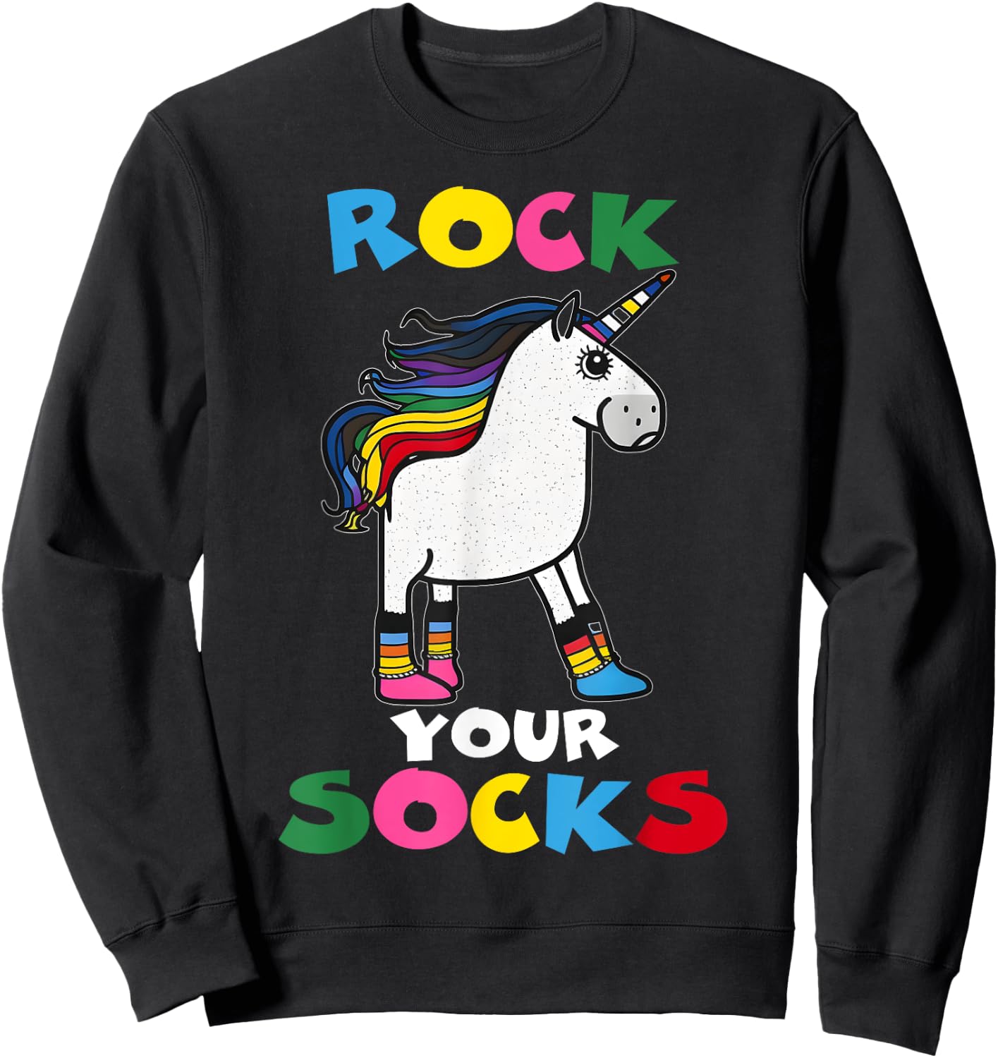 WORLD DOWN SYNDROME DAY Rock Your Socks Unicorn Sweatshirt - Sweatshirt | Black