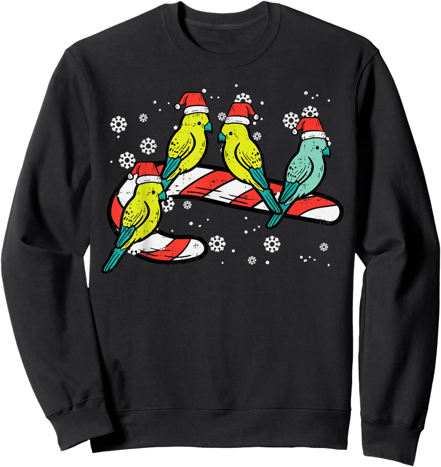 Christmas Parrots Birds Candy Cane Cute Xmas Men Women Kids Sweatshirt - Sweatshirt | Black
