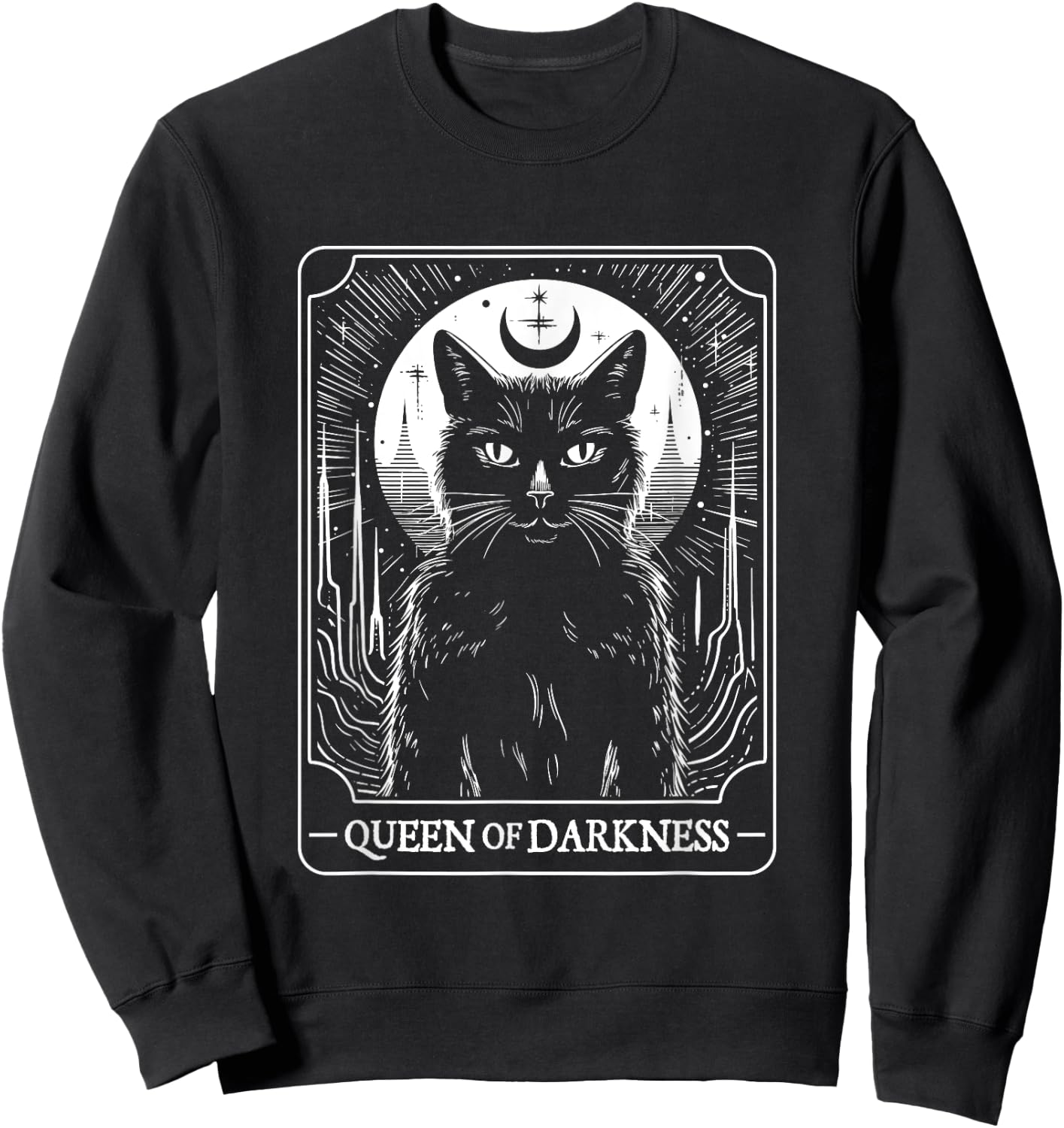 Queen Of Darkness Occult Demonic Black Cat Halloween Men Women Sweatshirt - Sweatshirt | Black