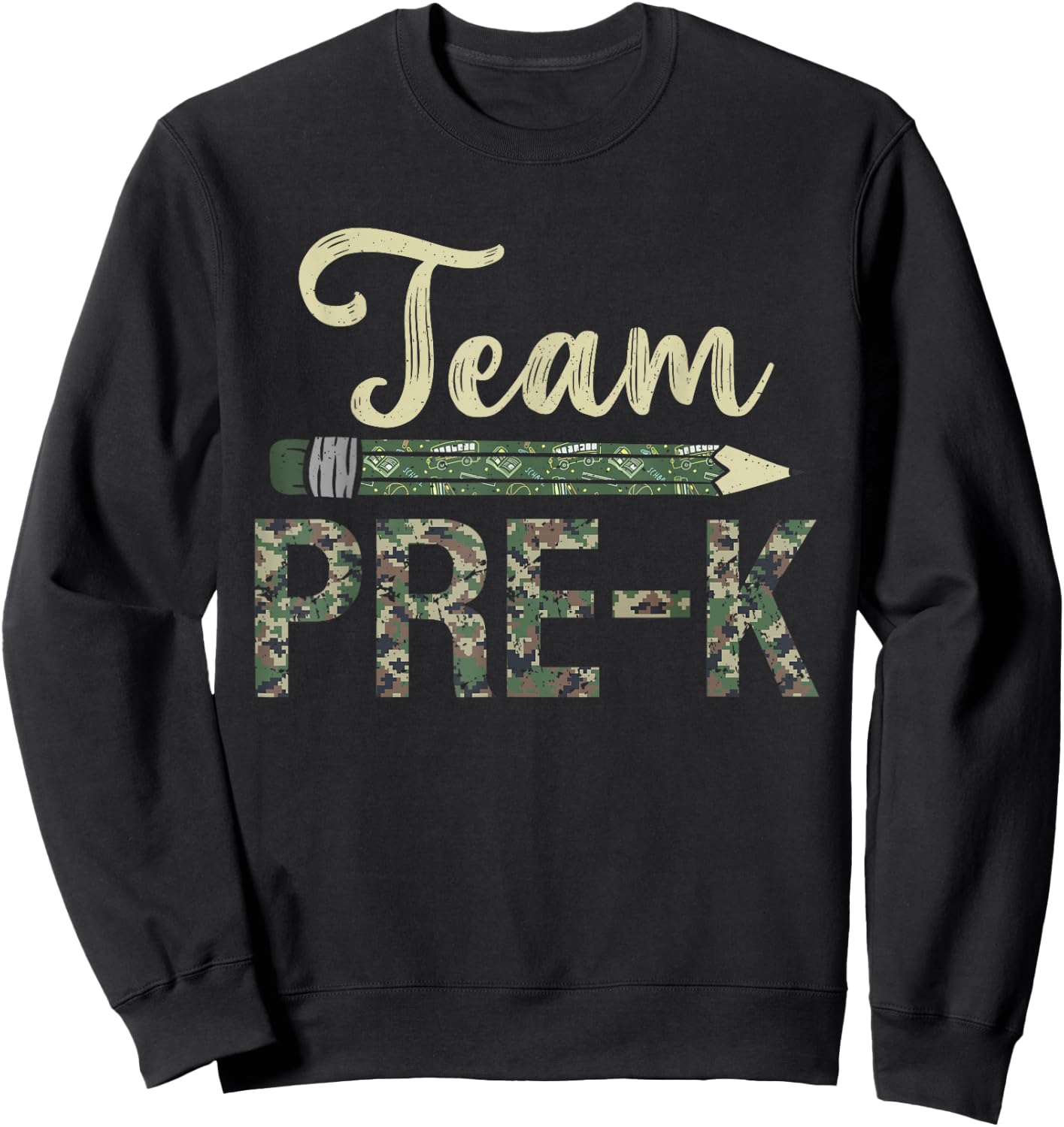 Team Pre-K Camo Pre-K Teacher Camouflage Sweatshirt - Sweatshirt | Black