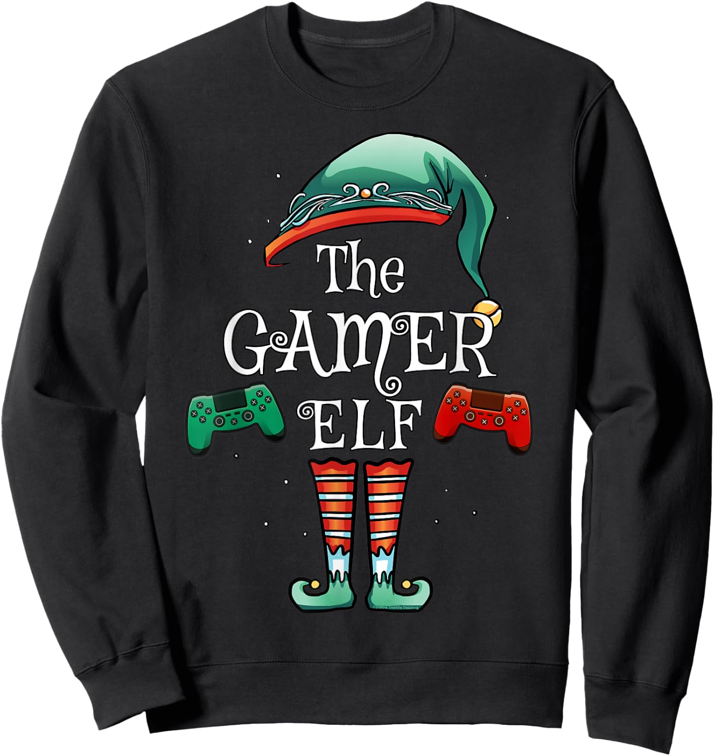 The Gamer Elf Matching Family Christmas Gamer Sweatshirt - Sweatshirt | Black