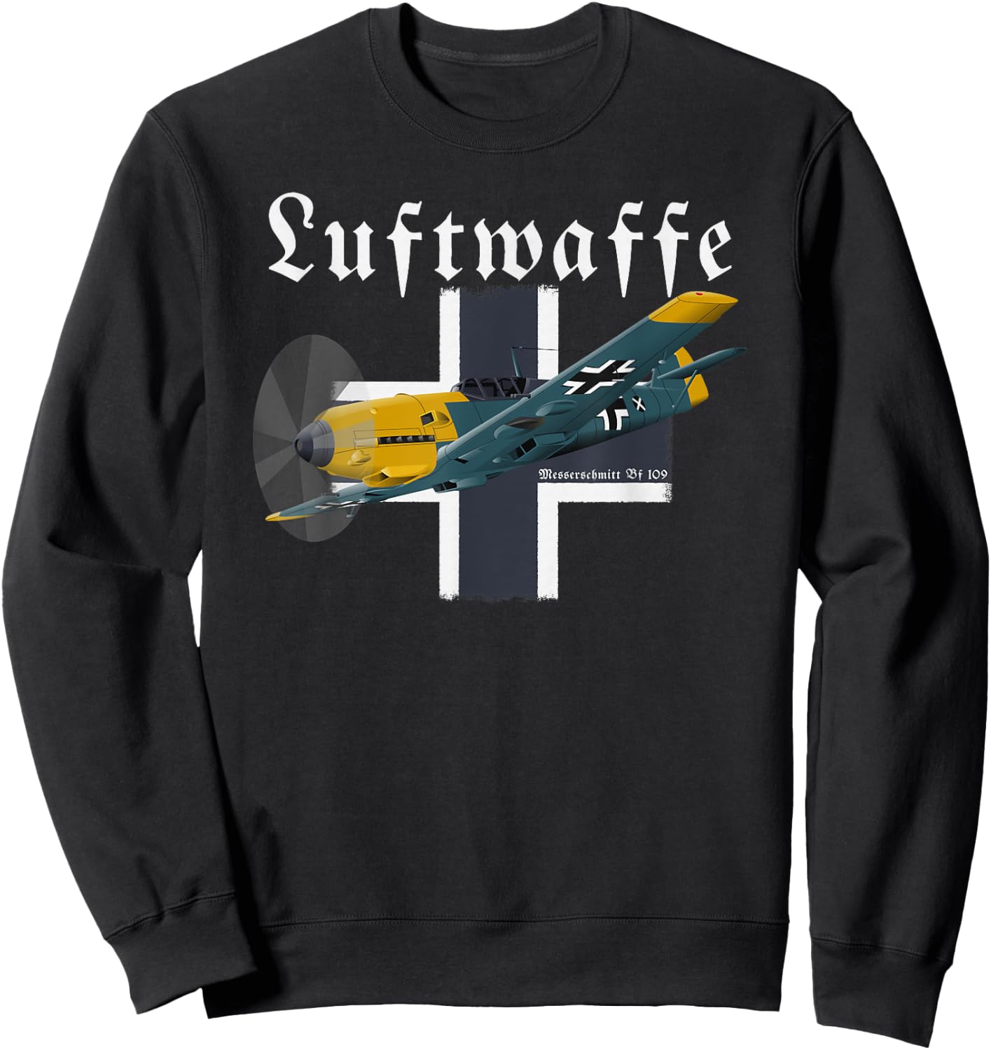 WW2 Aircraft Fighter I German Warbird I Messerschmitt BF-109 Sweatshirt - Sweatshirt | Black