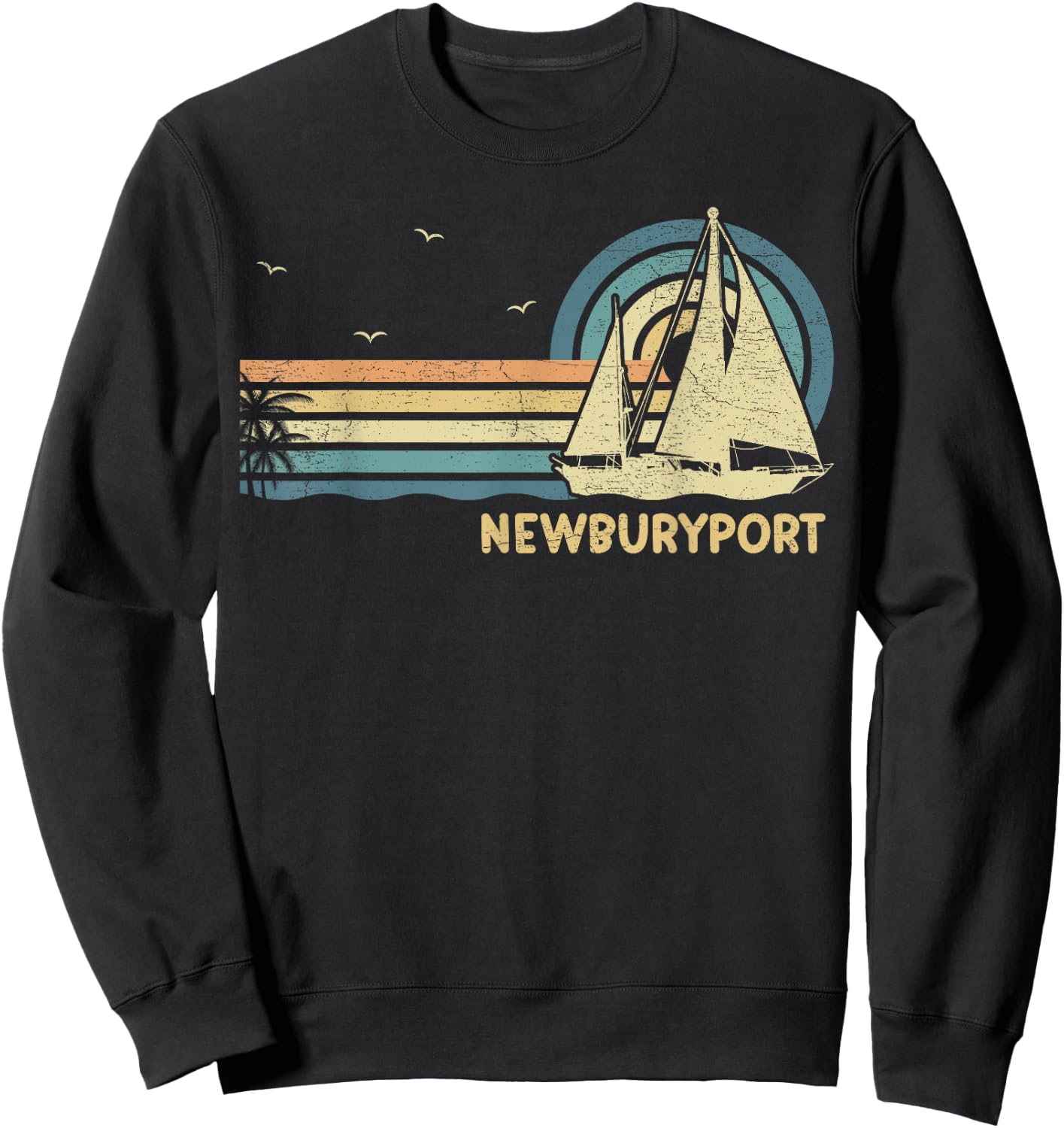 Newburyport Massachusetts Sailing Vacation Boating Sailboat Sweatshirt - Sweatshirt | Black