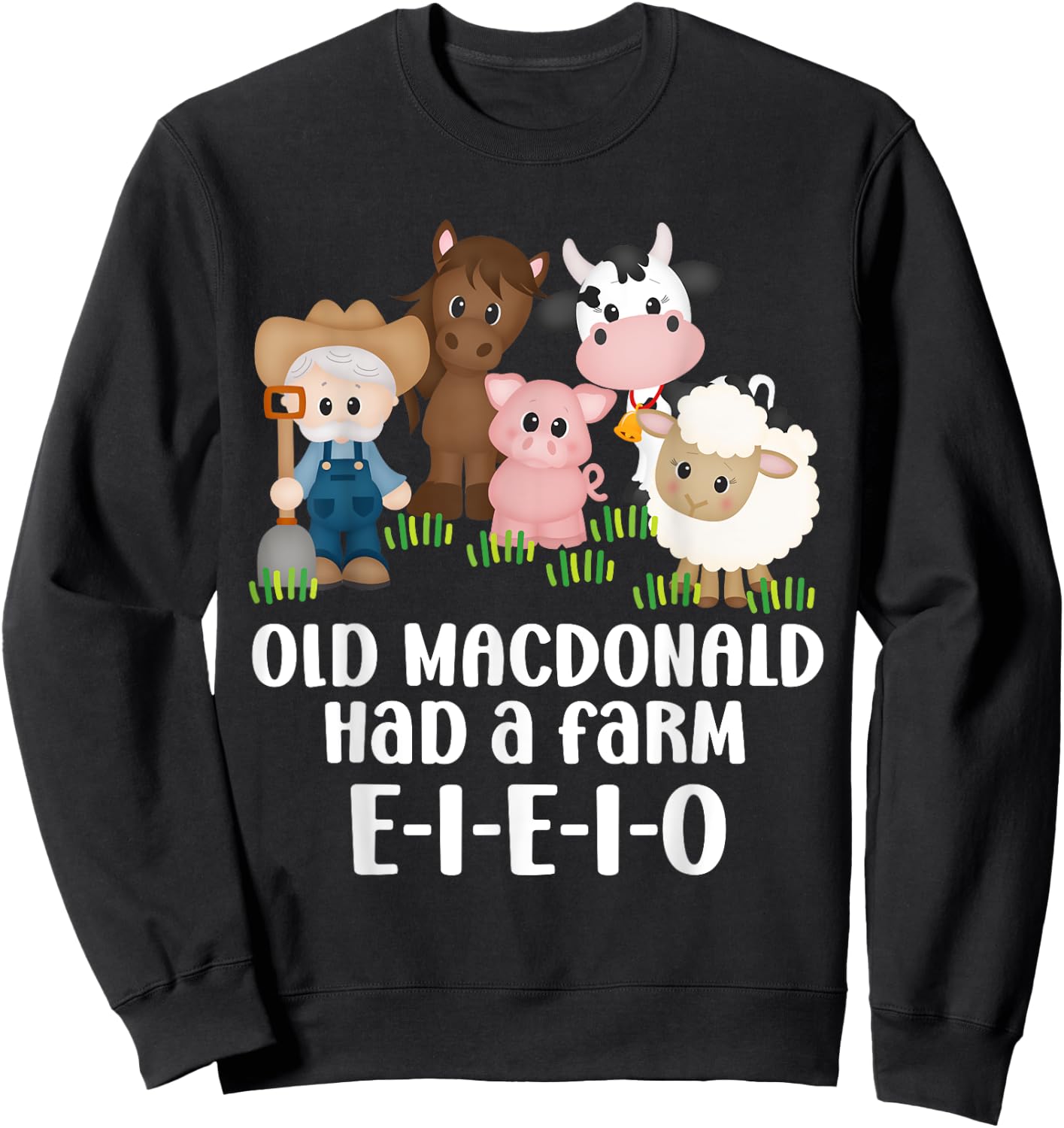 Old MacDonald Had a Farm E-I-E-I-O Nursery Song Toddler Kids Sweatshirt - Sweatshirt | Black
