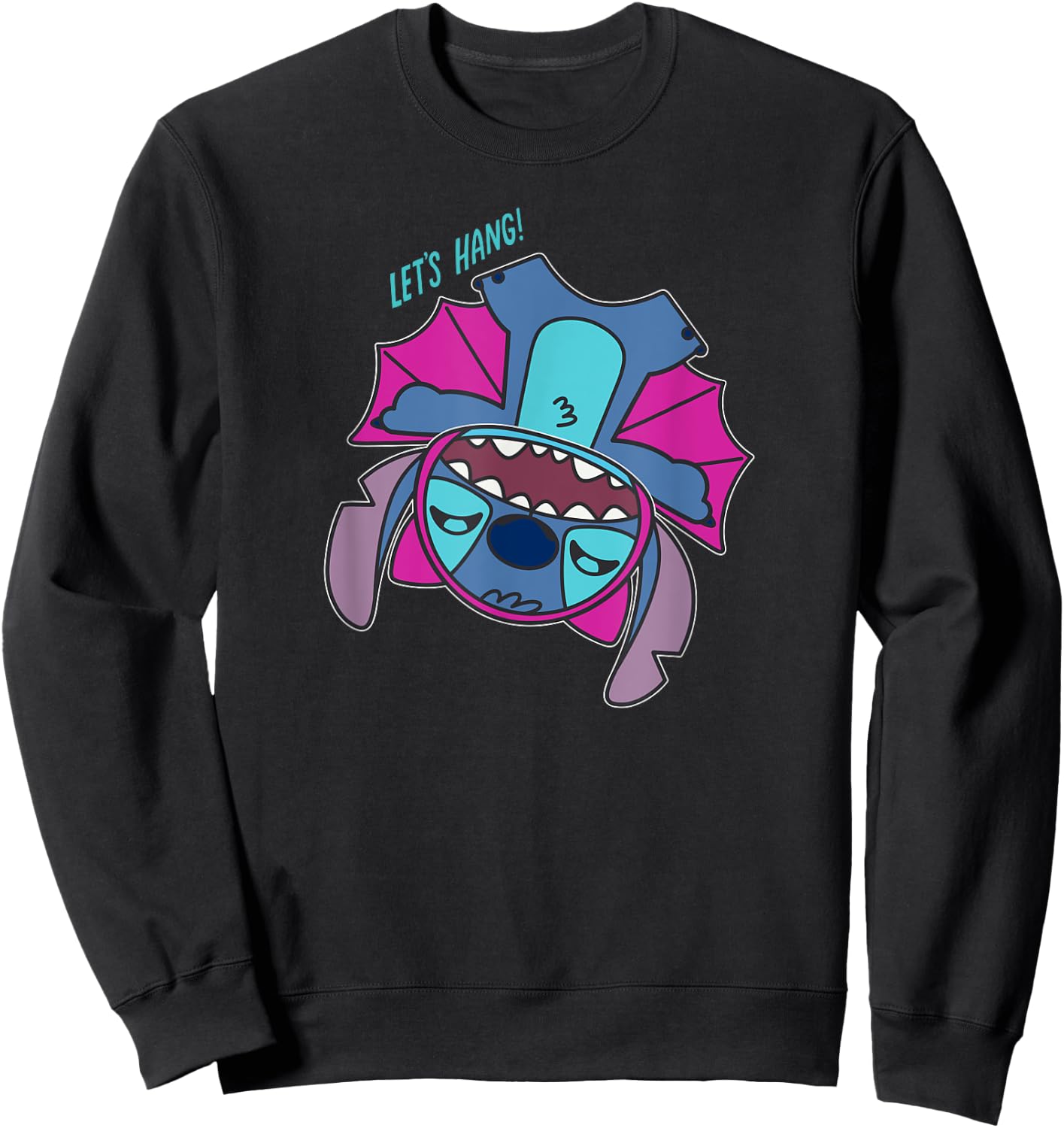 Amazon Essentials Stitch Halloween Bat Costume Let's Hang Sweatshirt - Sweatshirt | Black