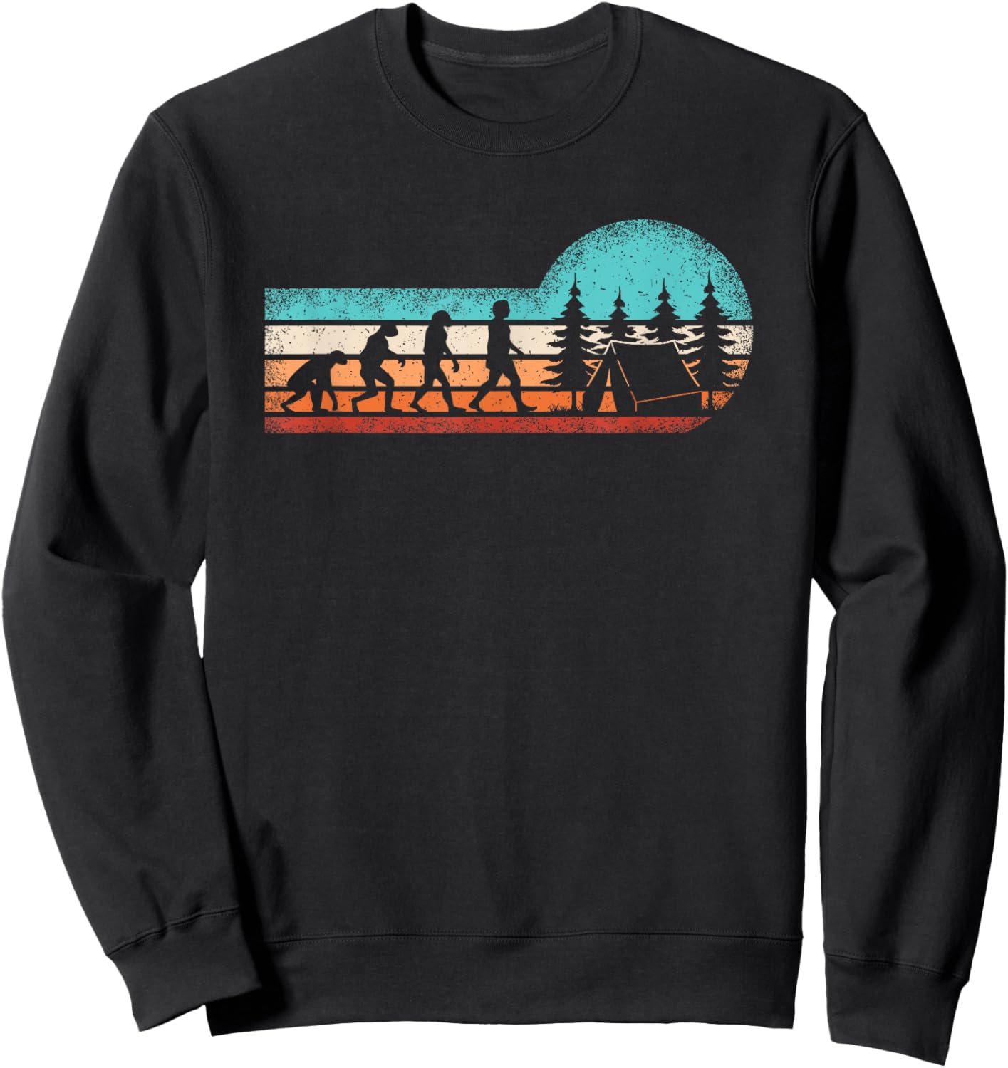 Funny Camping Evolution Hiking Nature Outdoor Sweatshirt - Sweatshirt | Black