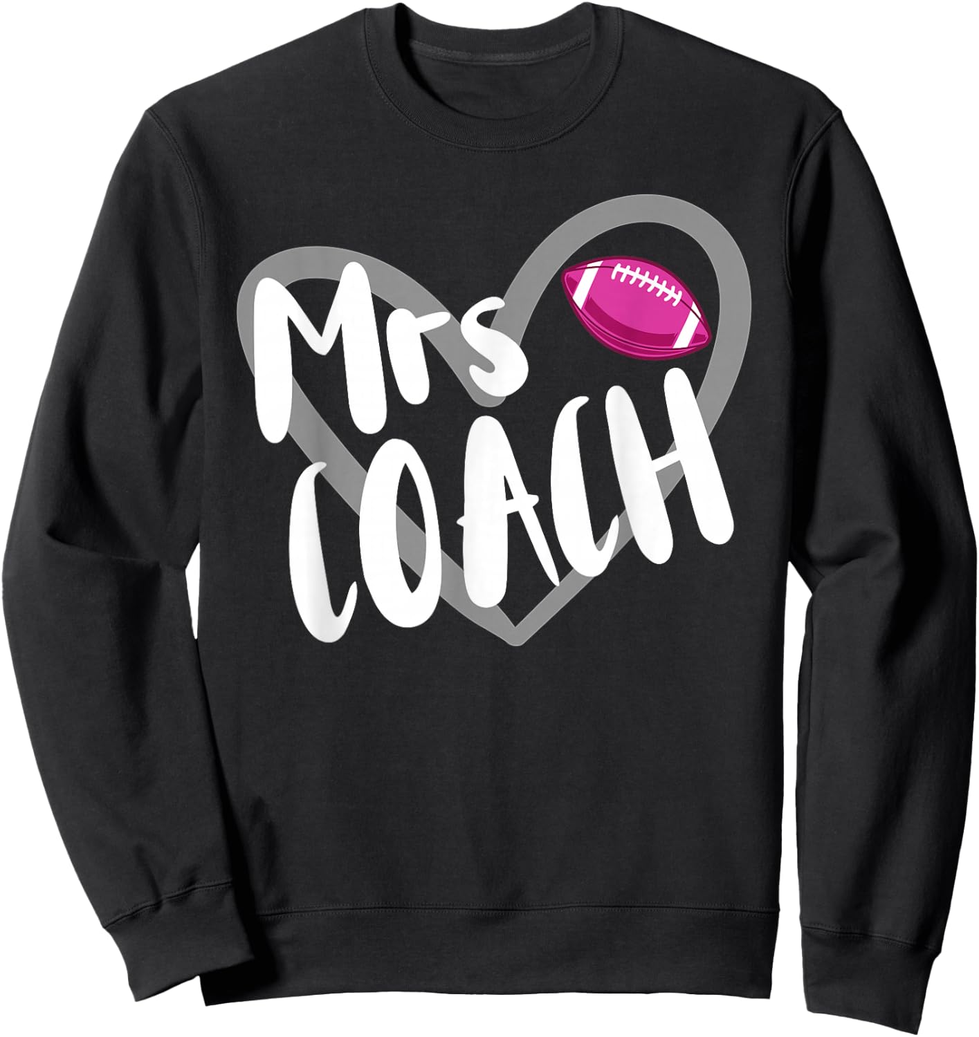 Funny Football Mrs Coach Wife Heart Sweatshirt - Sweatshirt | Black