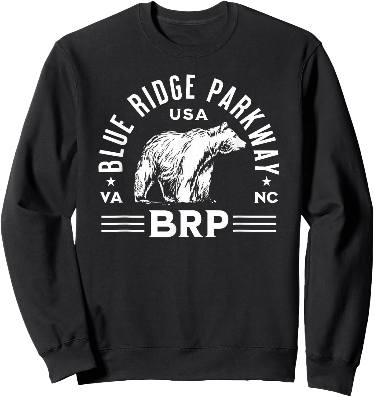 Blue Ridge Parkway NC VA USA Bear Design Sweatshirt - Sweatshirt | Black