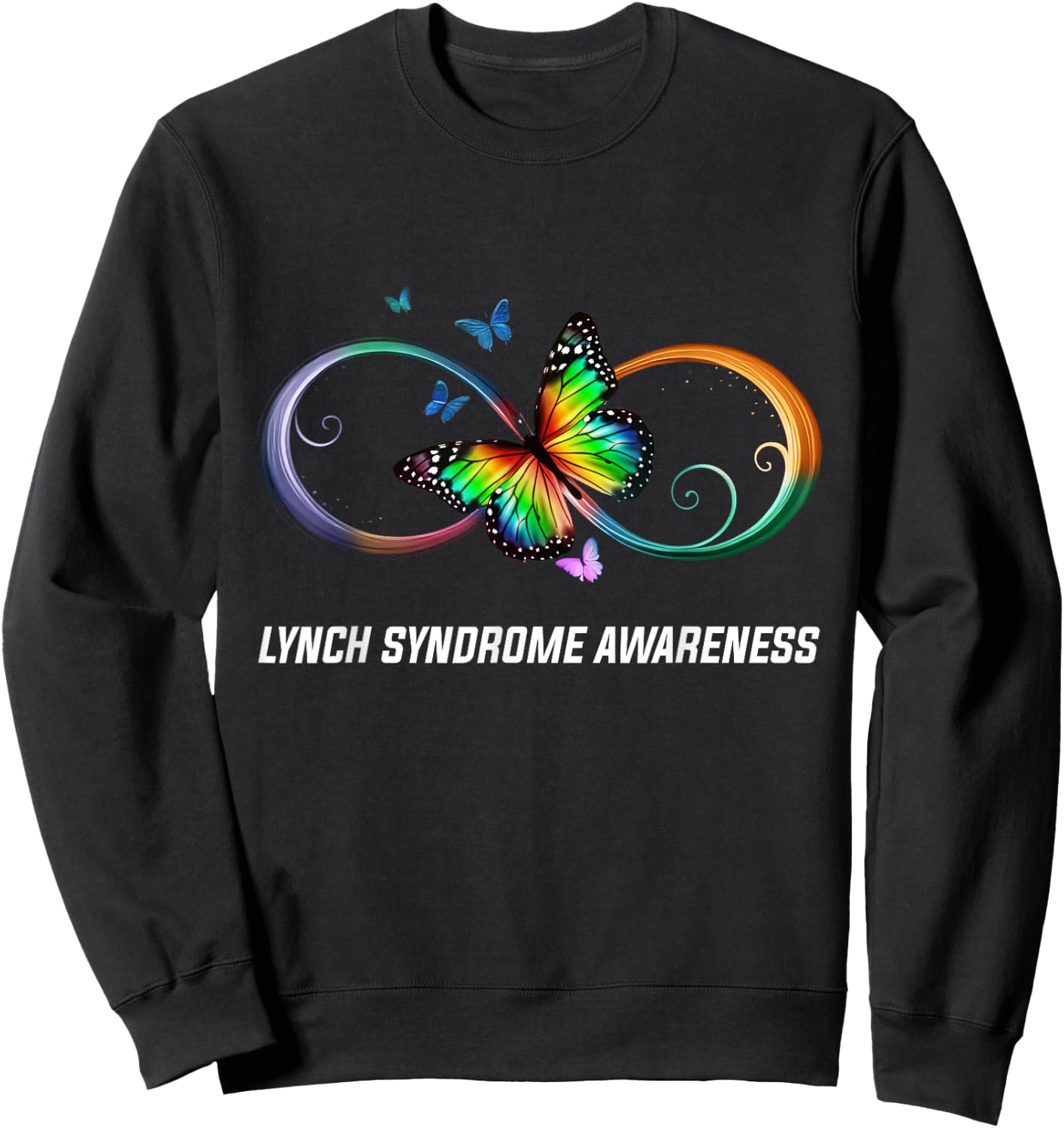 Infinity Butterfly Lynch Syndrome Awareness Sweatshirt - Sweatshirt | Black