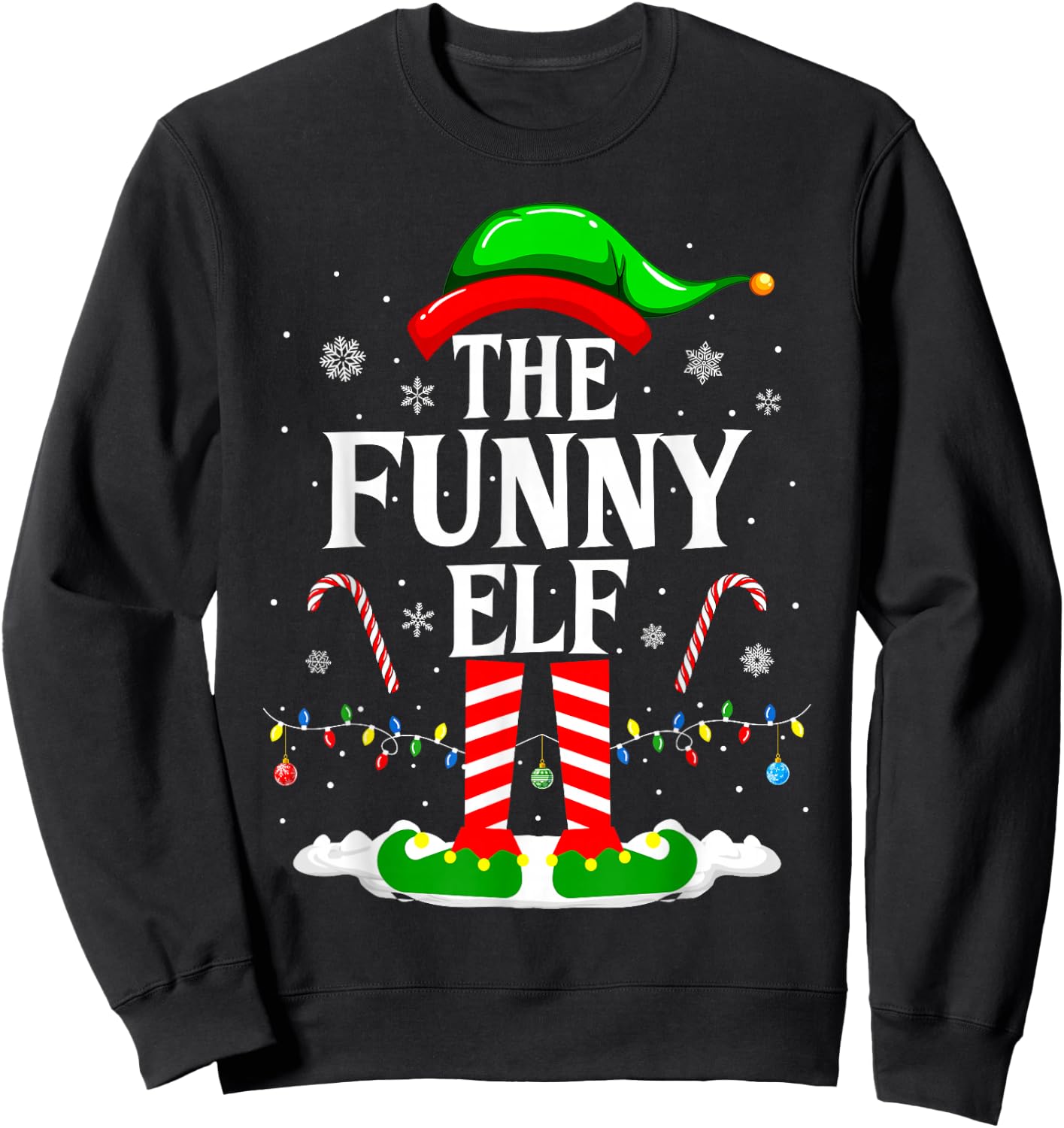 The Funny Elf Xmas Funny Matching Family Group Christmas Sweatshirt - Sweatshirt | Black