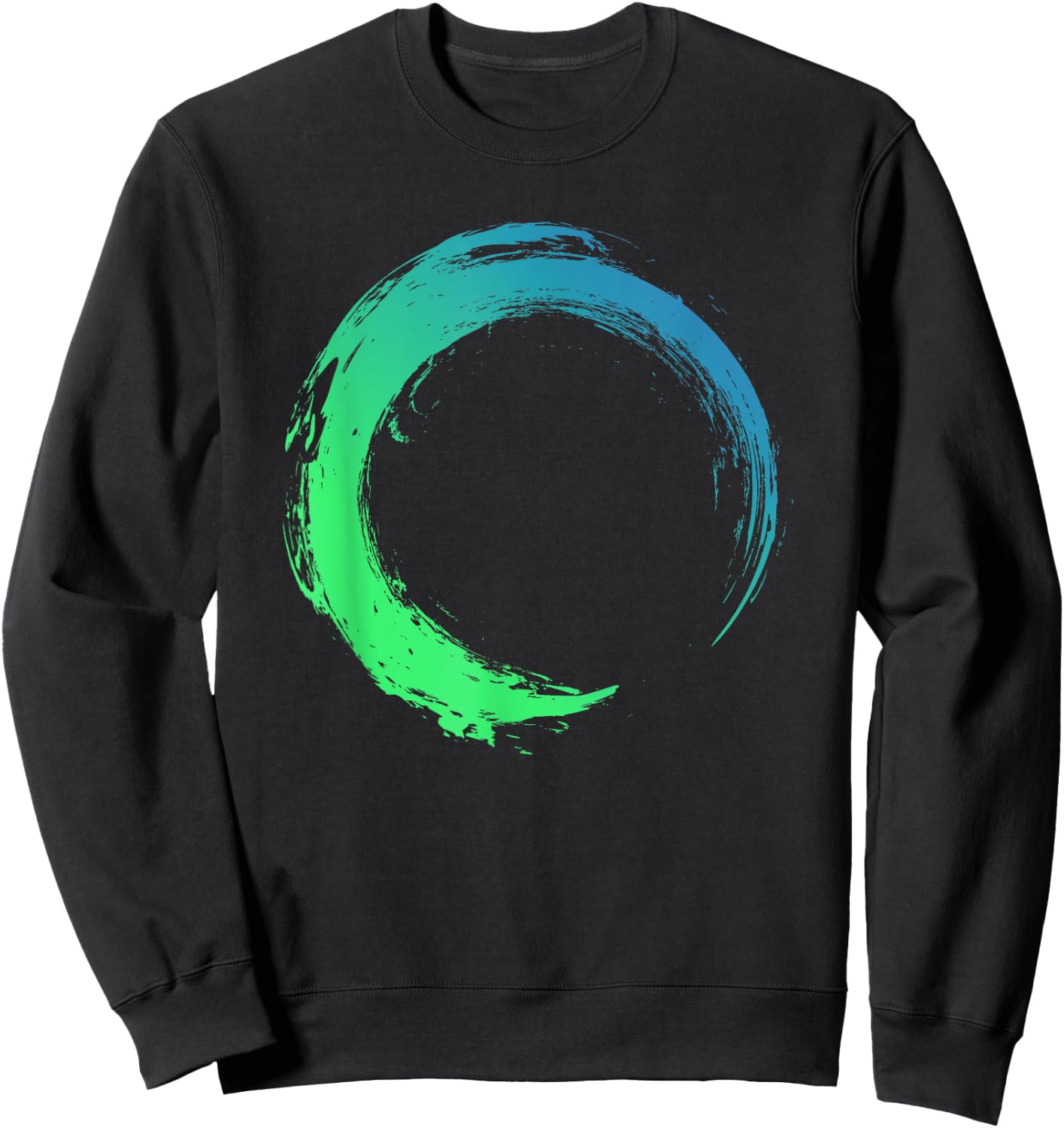 Colorful Ocean Water Enso Circle Brush Stroke Sweatshirt - Sweatshirt | Black
