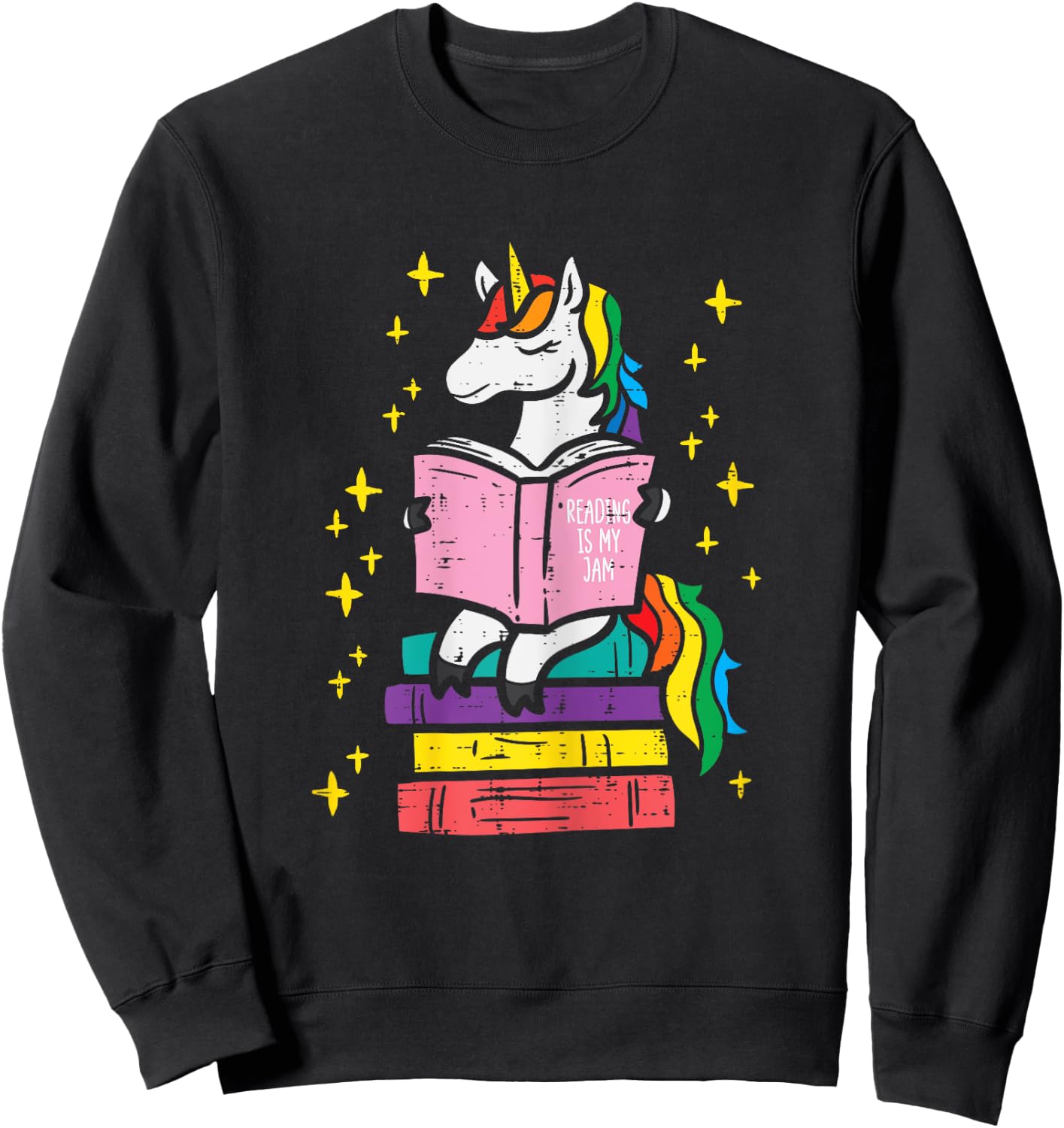 Reading Unicorn Cute Book Lover Bookworm Women Girls Sweatshirt - Sweatshirt | Black