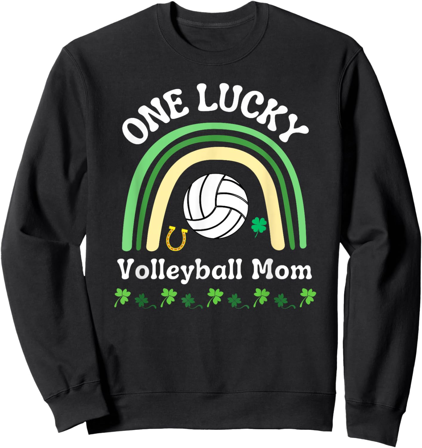 Volleyball Mom St Patrick's Day Irish Shamrock Sweatshirt - Sweatshirt | Black