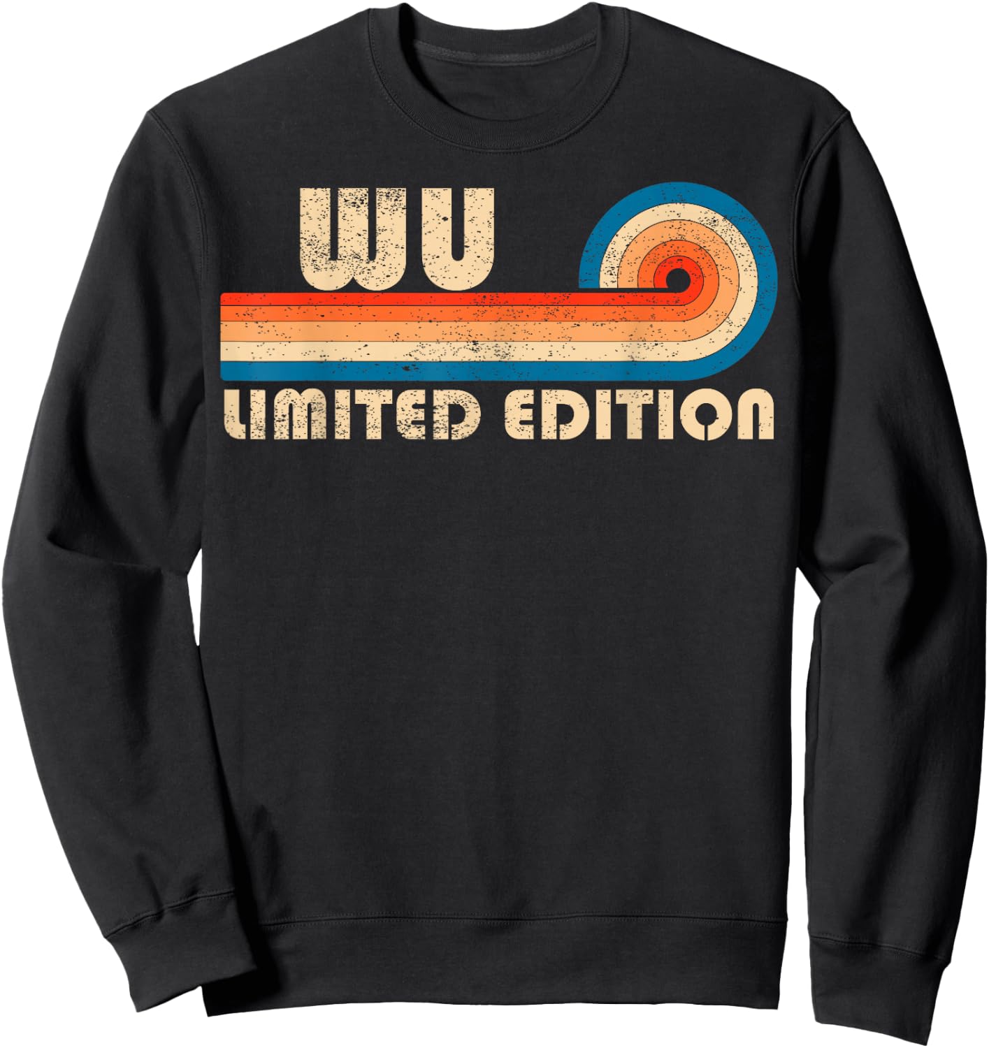 WU Retro 70s 80s Sunset Stripe Sweatshirt - Sweatshirt | Black