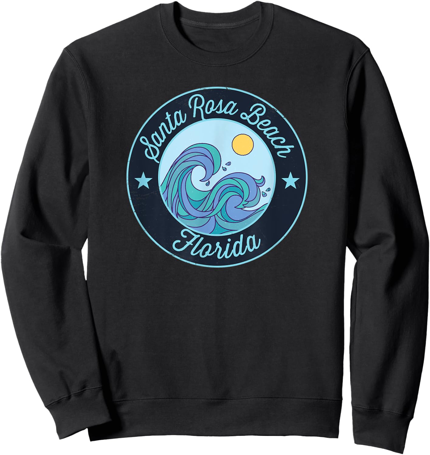 Santa Rosa Beach FL Florida Souvenir Nautical Surfer Graphic Men Women Kids Sweatshirt - Sweatshirt | Black