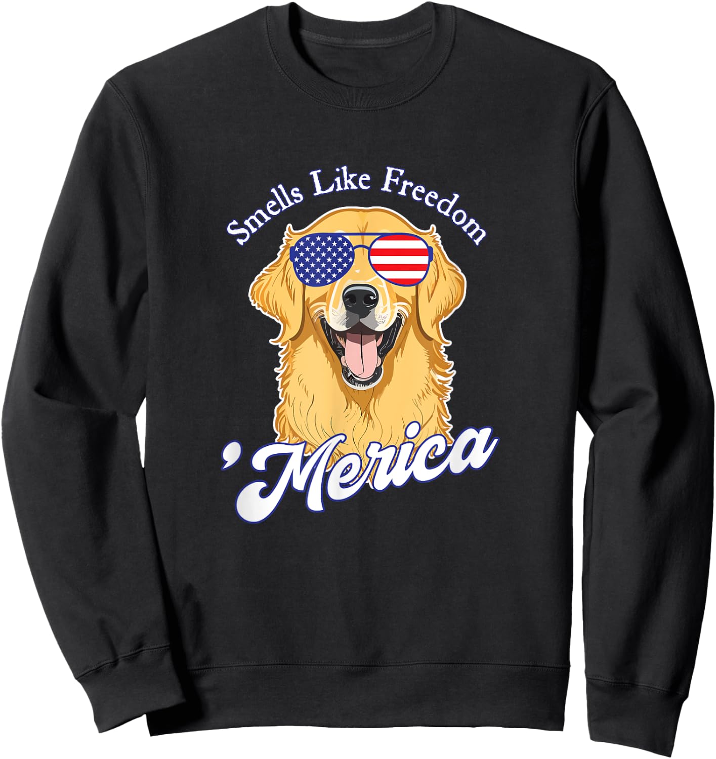 Golden Retriever American Flag Patriotic 4th of July Vintage Men Sweatshirt - Sweatshirt | Black