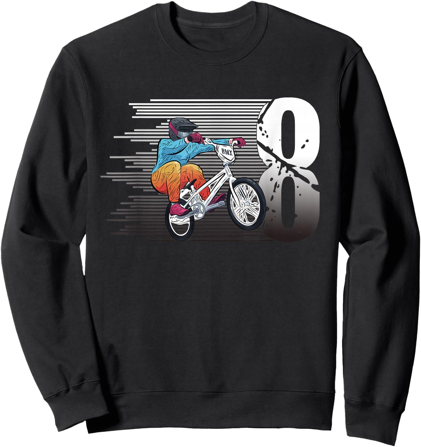 8 Year Old BMX 8th Birthday Gift, Party BMX Boys Dirt Biking Sweatshirt - Sweatshirt | Black