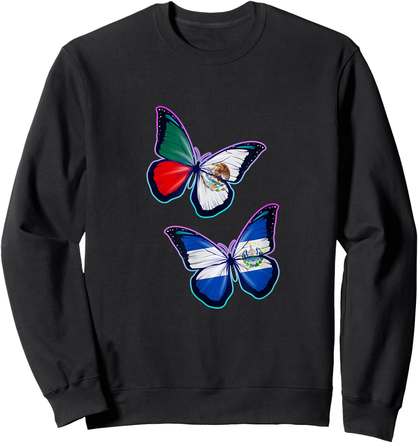 El Salvador and Mexico bicultural roots. Butterfly version Sweatshirt - Sweatshirt | Black
