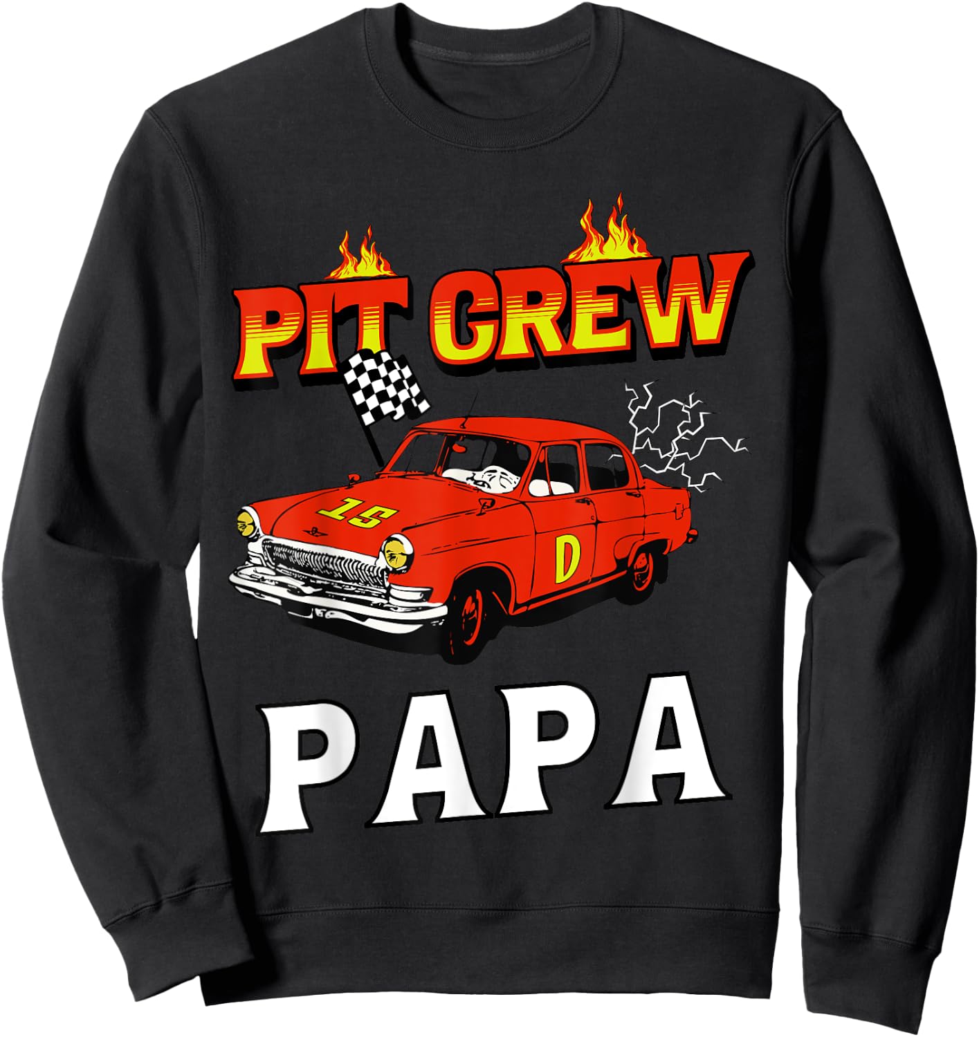 Pit Crew Papa Racing Car Family Matching Birthday Party Sweatshirt - Sweatshirt | Black