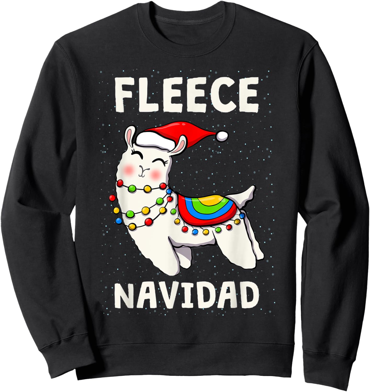 Cute Fleece Navidad Llama Christmas Xmas Men Women Kids Sweatshirt - Sweatshirt | Black