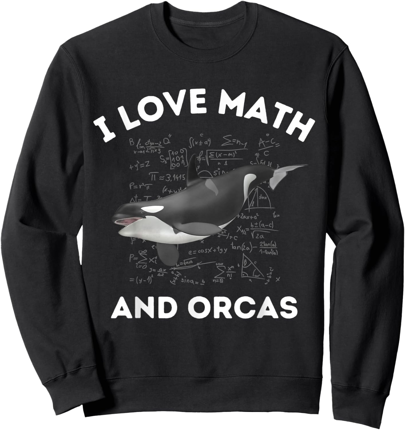 I Love Math and Orcas Killer Whale Lover Algebra Teacher Men Women Kids Sweatshirt - Sweatshirt | Black