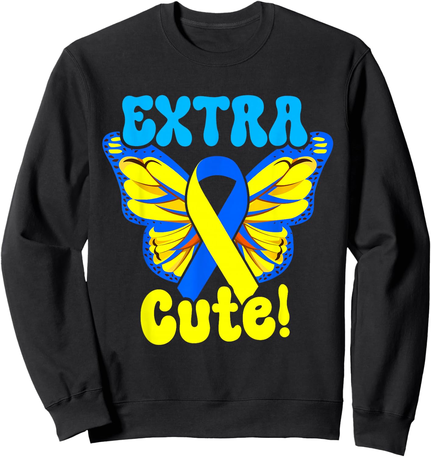 Extra Cute World Down Syndrome Awareness Day March 21 Sweatshirt - Sweatshirt | Black