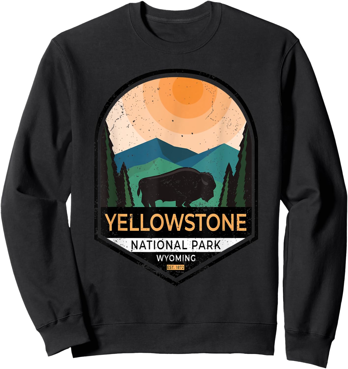 Vintage Yellowstone National Park Retro 80's Graphic Sweatshirt - Sweatshirt | Black