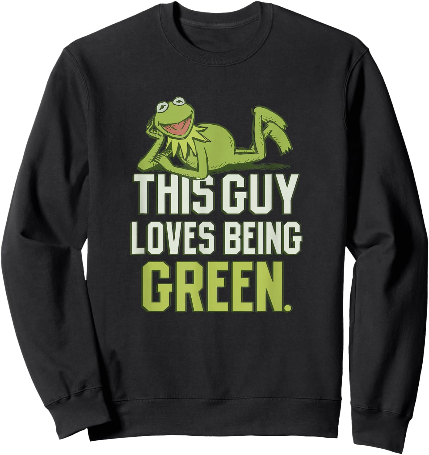 Disney The Muppets This Guy Loves Being Green Retro Kermit Sweatshirt - Sweatshirt | Black