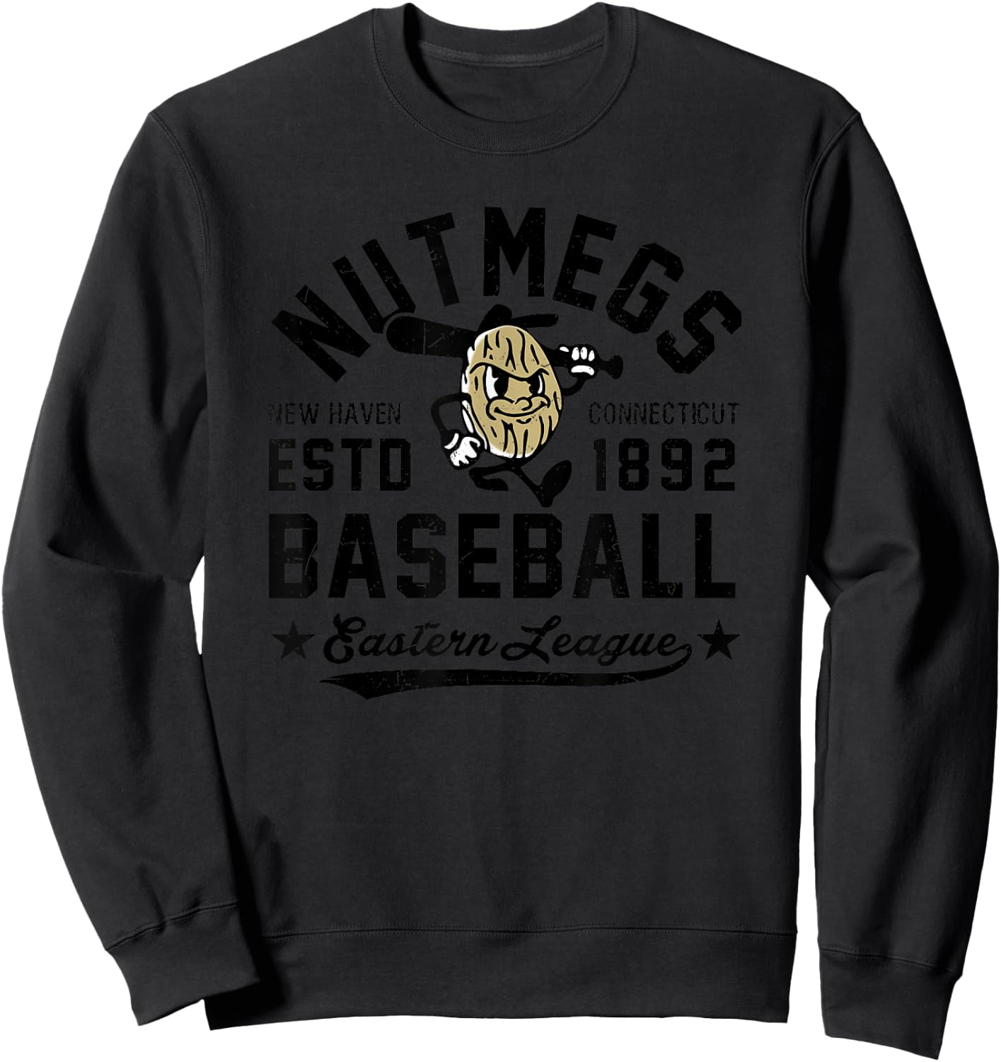 New Haven Nutmegs Connecticut Vintage Defunct Baseball Sweatshirt - Sweatshirt | Black