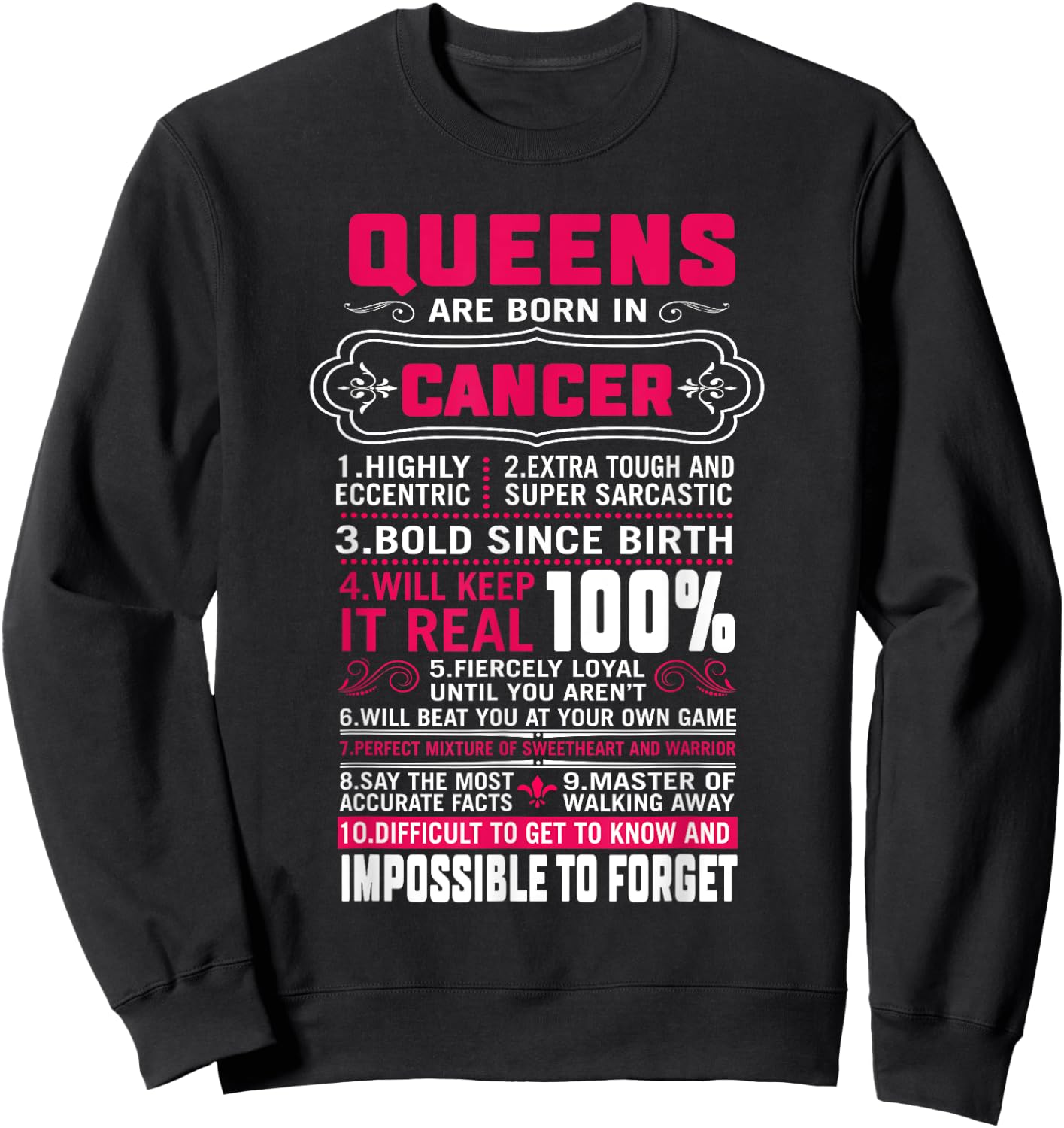 Queens Are Born In Cancer Women June July Birthday Sweatshirt - Sweatshirt | Black