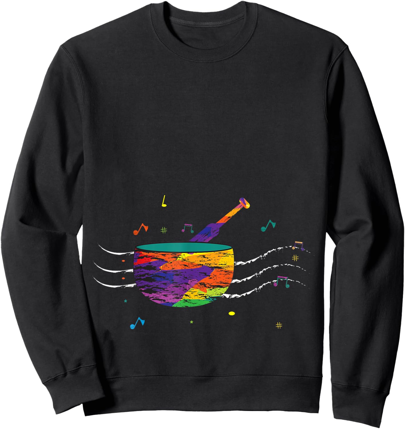 Music Lover, Colorful Singing Bowl, Sound Love, Singing Bowl Sweatshirt - Sweatshirt | Black