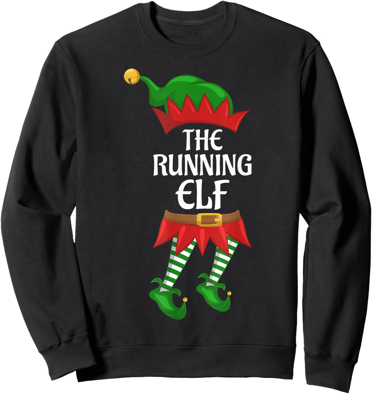 Running Elf Family Matching Group Christmas Party Sweatshirt - Sweatshirt | Black