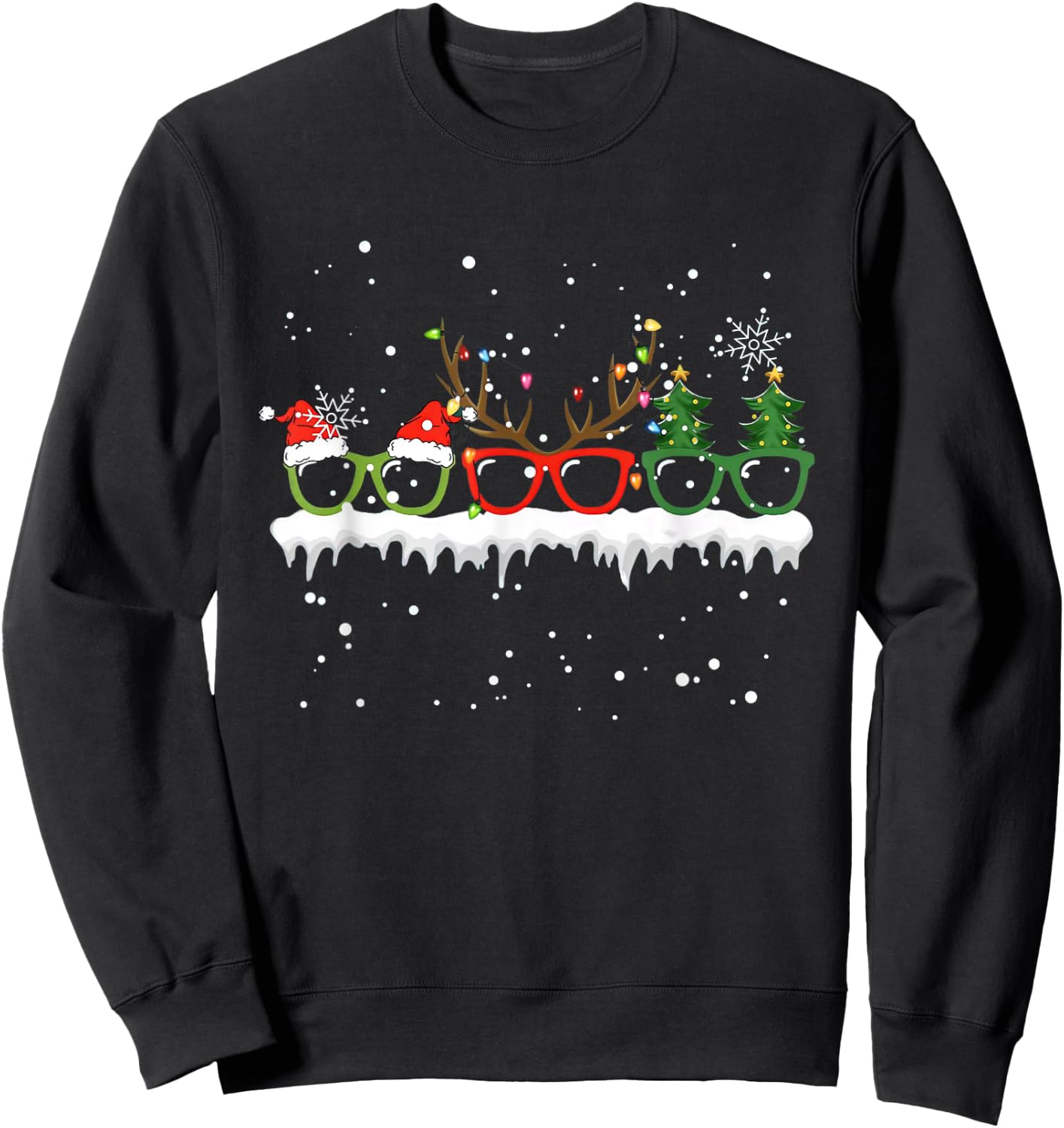 Optometrist Christmas Tree Glasses Costume Santa Optometry Sweatshirt - Sweatshirt | Black