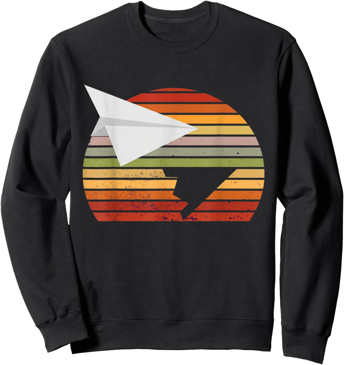 Retro Vintage Paper Airplane Aircraft Paper Plane Aviation Sweatshirt - Sweatshirt | Black