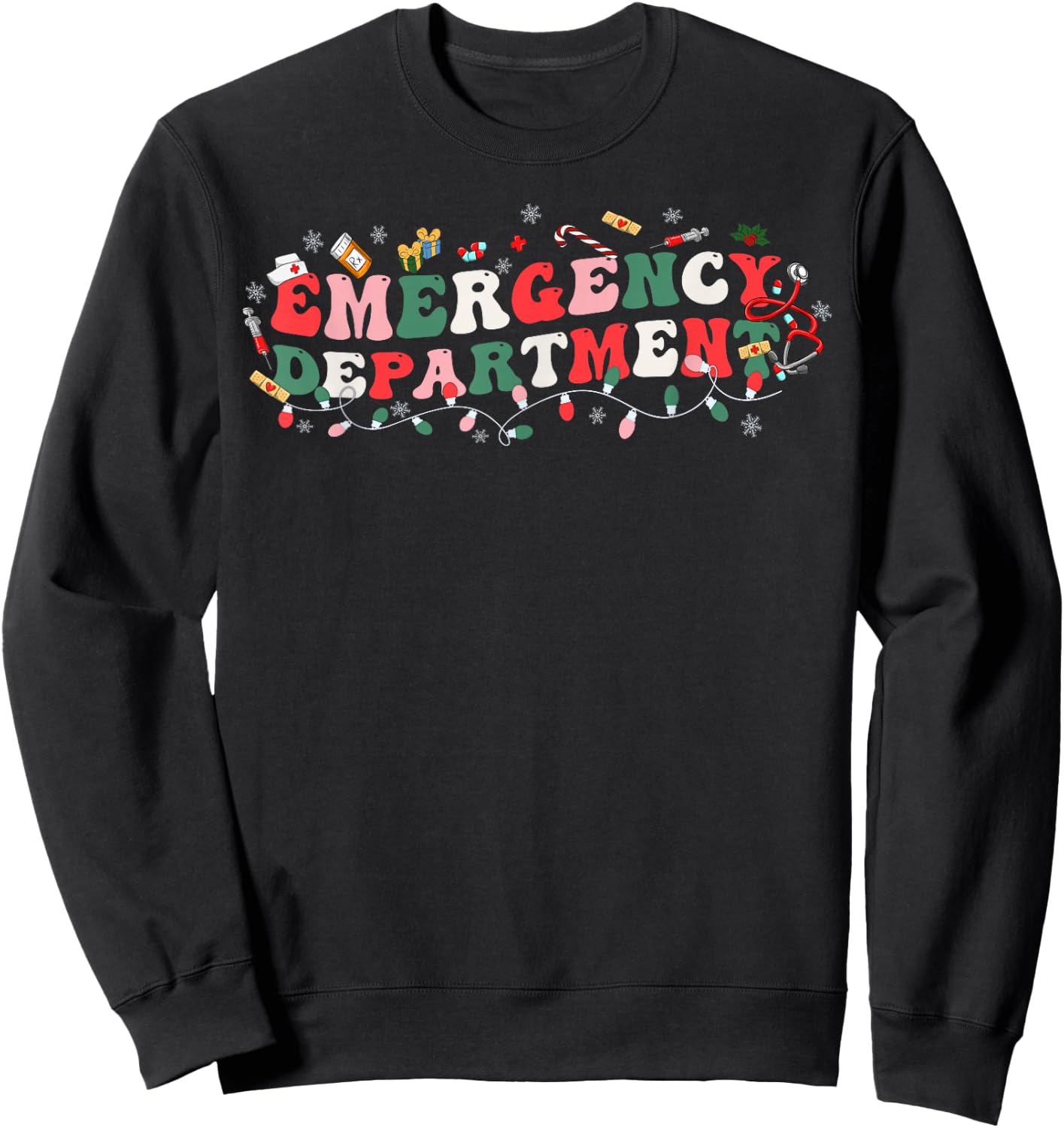 Emergency Department ER Nurse Christmas Ed Nurse Tech Sweatshirt - Sweatshirt | Black