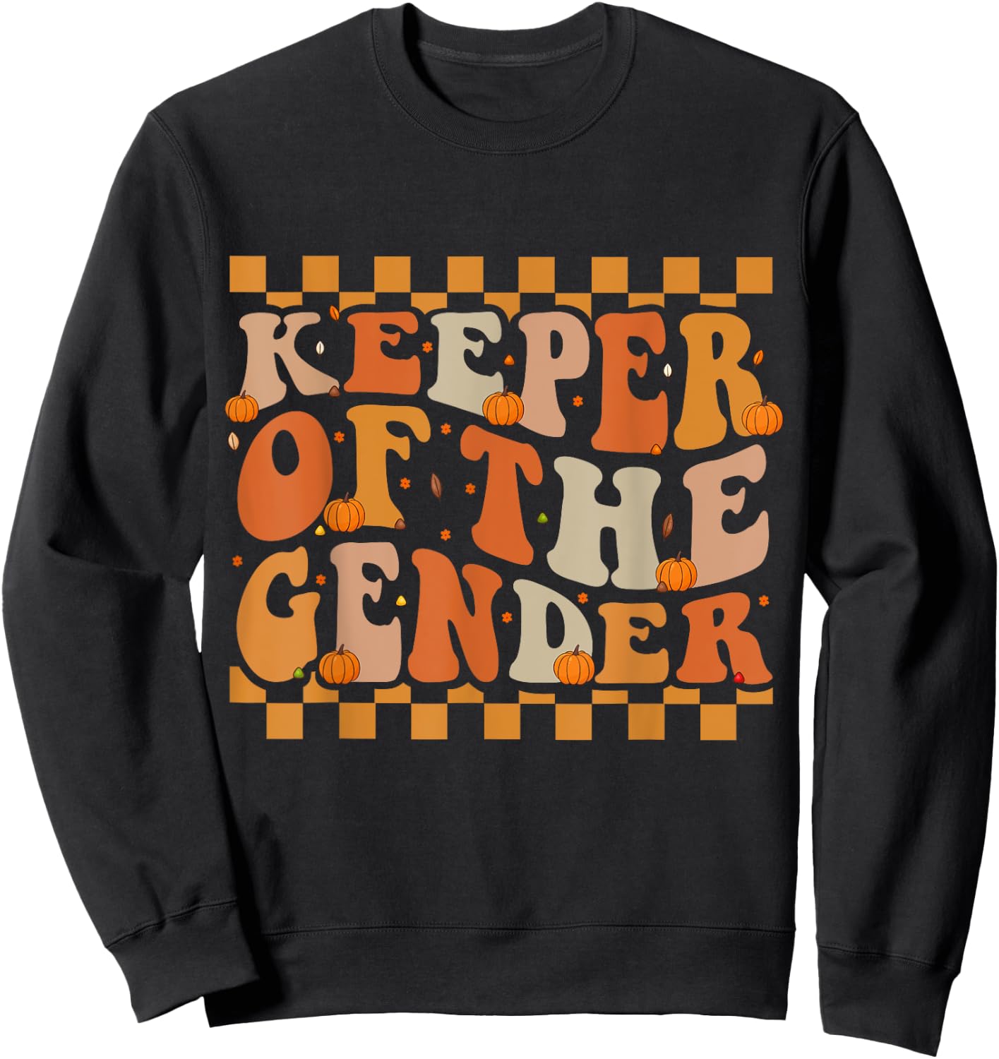 Keeper Of The Gender Fall Groovy Thanksgiving Reveal Baby Sweatshirt - Sweatshirt | Black