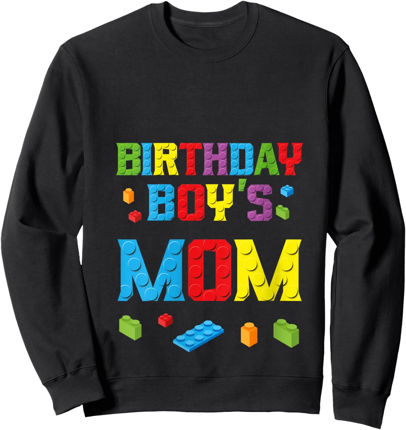 Master Builder Birthday Boy's Mom Building Bricks Blocks V-Neck Sweatshirt - Sweatshirt | Black