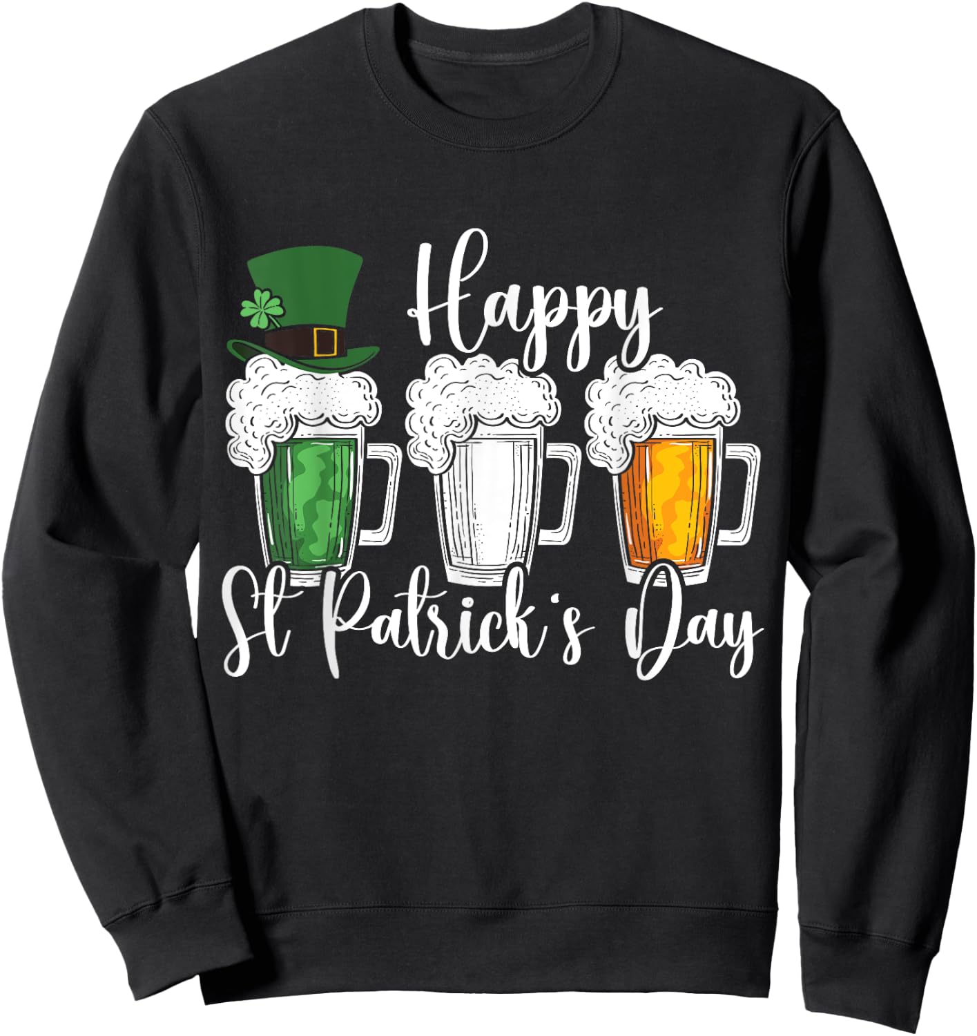 St Patrick's Day Beer Irish Flag Shamrock St. Patty's Day Sweatshirt - Sweatshirt | Black