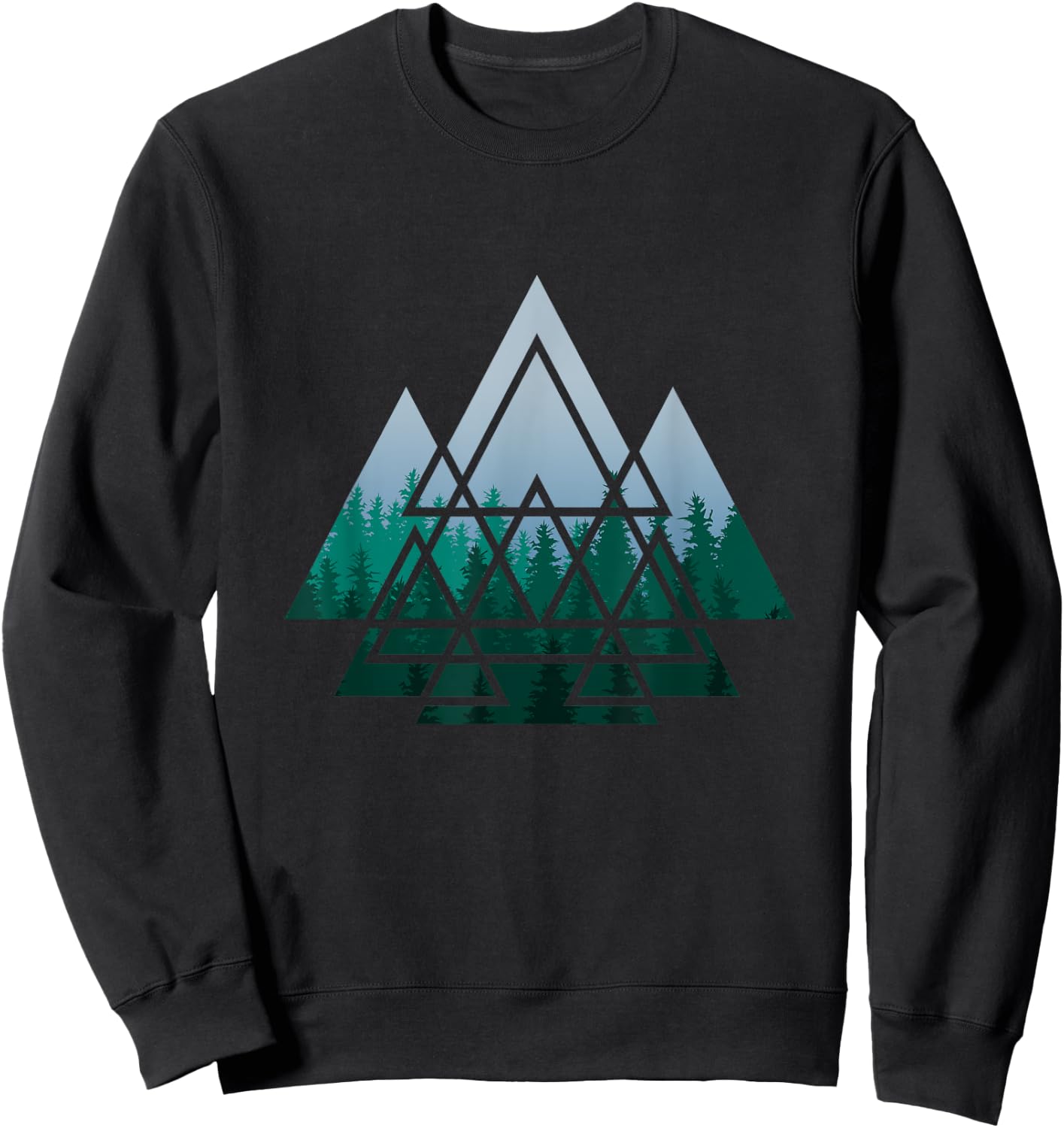 Sacred Geometry Triangles Forest Geometrical Spirituality Sweatshirt - Sweatshirt | Black