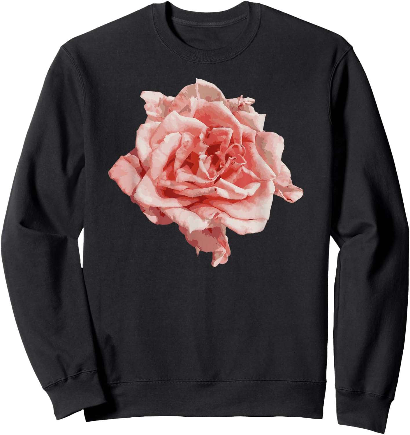 Single Pink Rose Flower Design , Girls, Teens Sweatshirt - Sweatshirt | Black