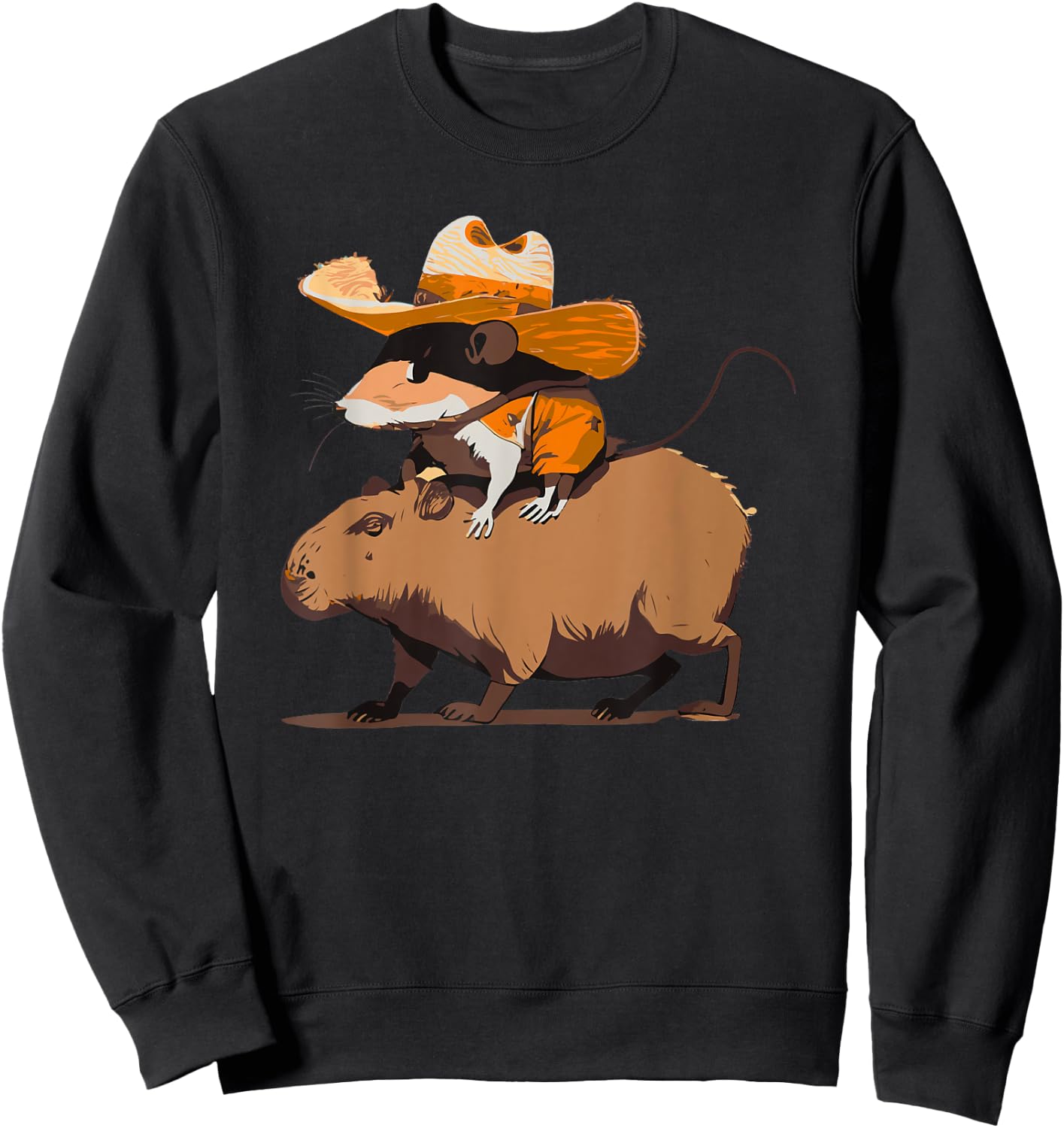 Funny Capybara Cowboy Cowgirl Rodent Mouse Western Country Sweatshirt - Sweatshirt | Black