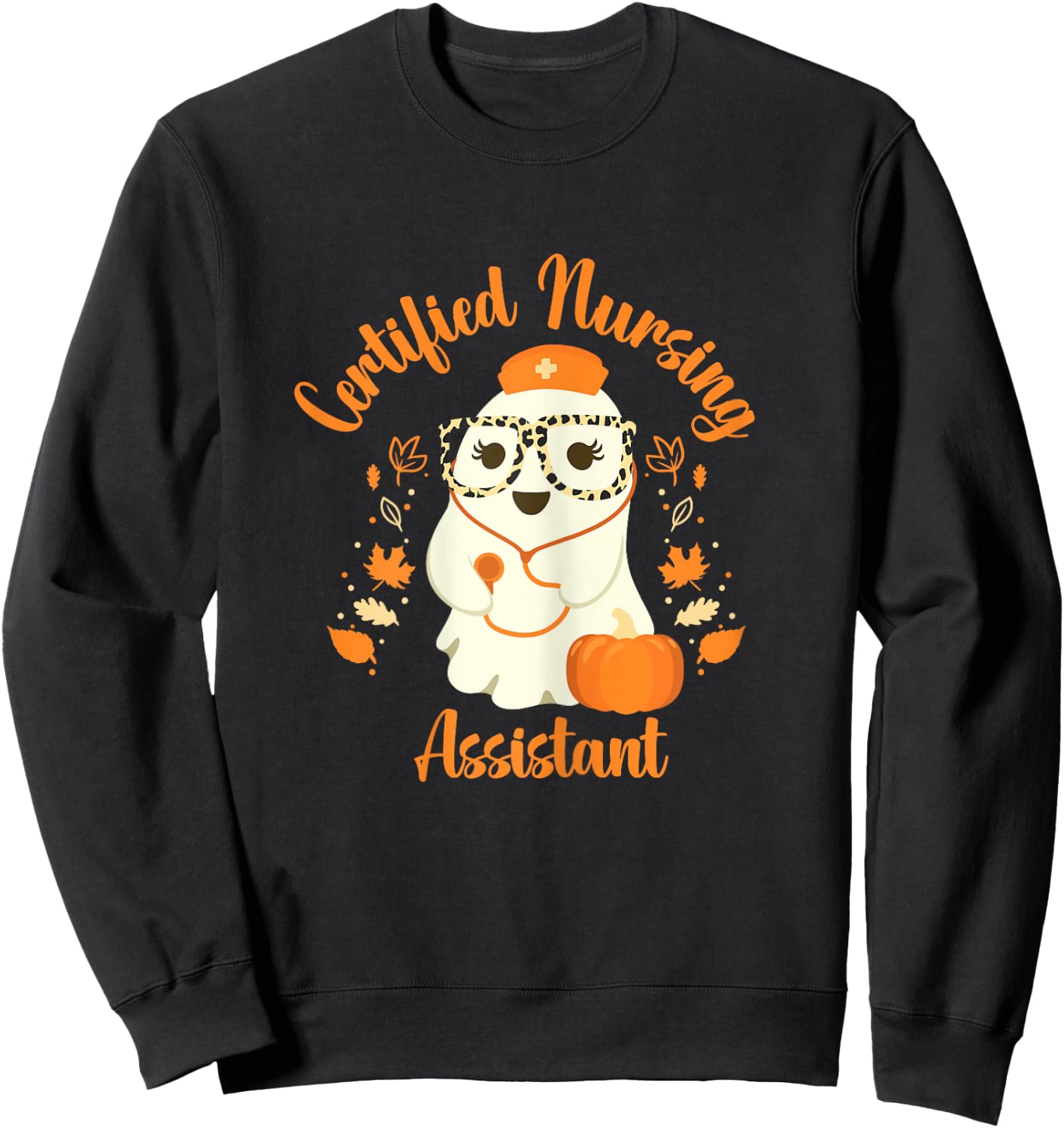 Certified Nursing Assistant CNA Ghost Halloween Nurse Sweatshirt - Sweatshirt | Black